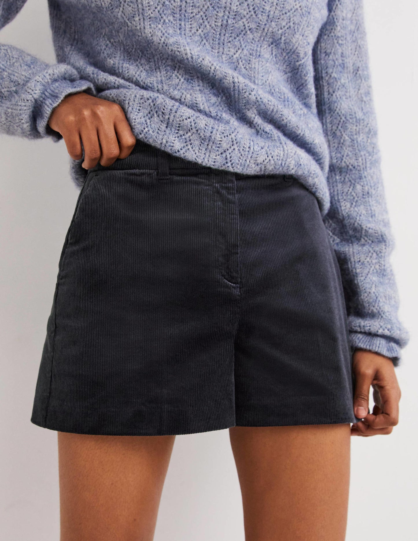 High Waist Shorts-Navy