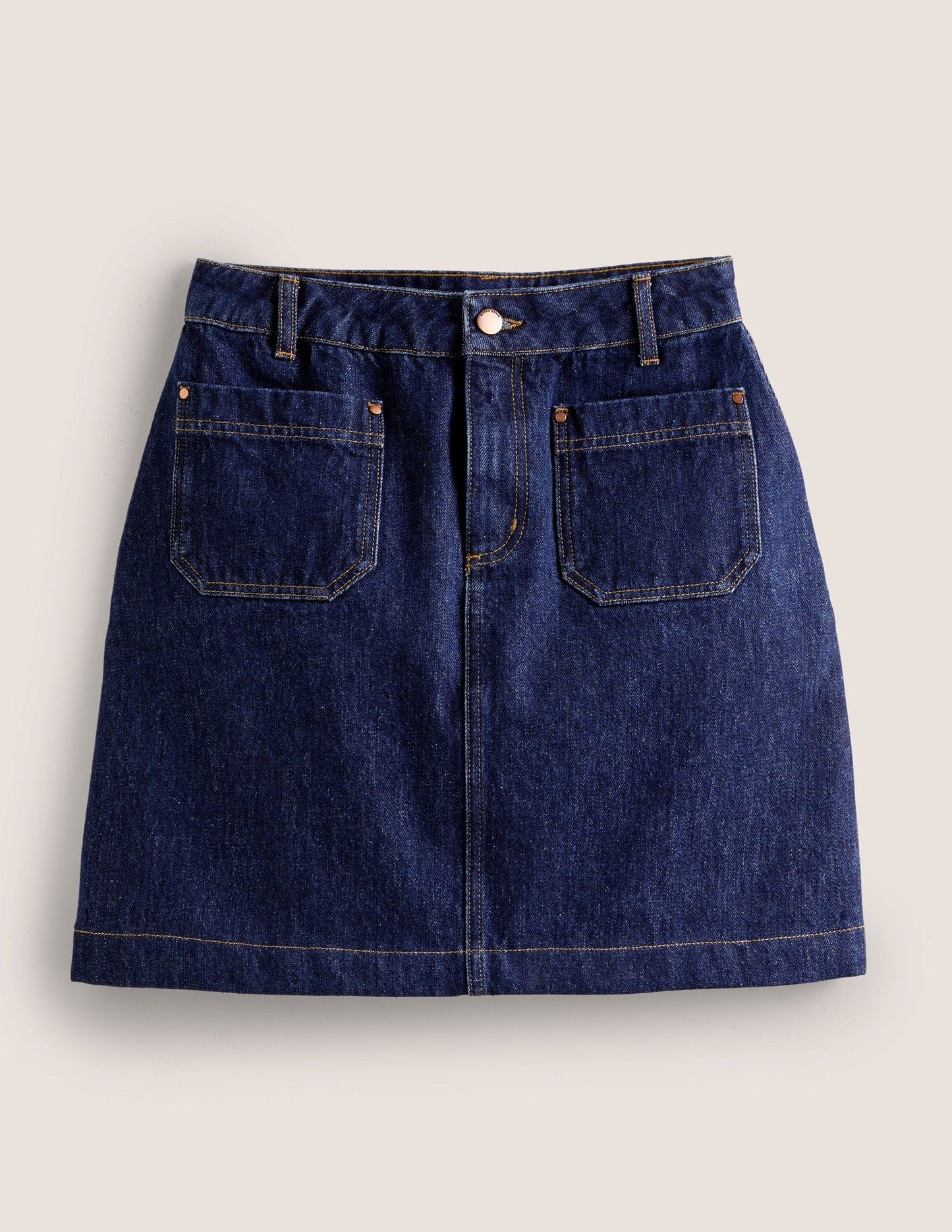 Patch Pocket Denim Mini Skirt-Indigo Denim