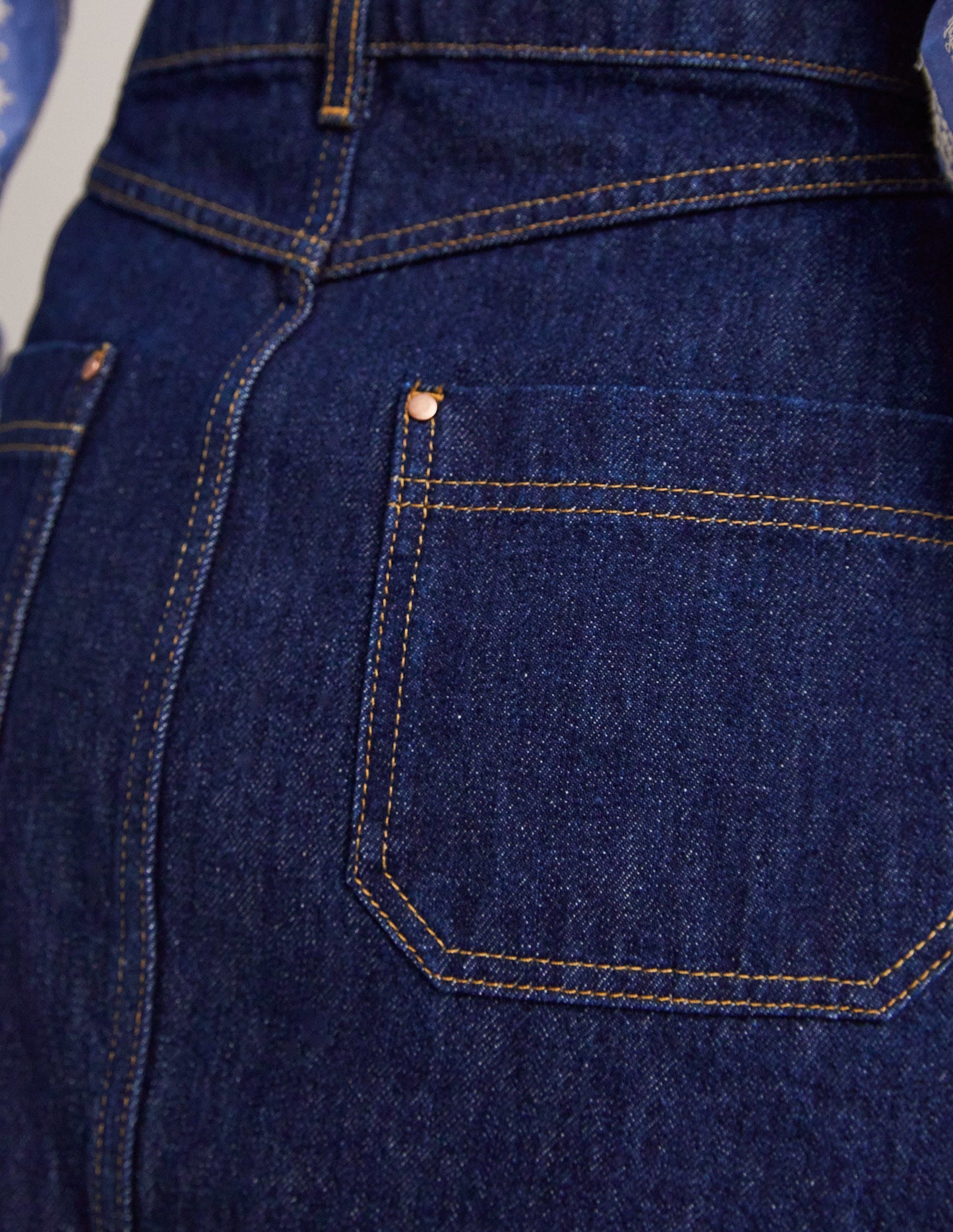 Patch Pocket Denim Mini Skirt-Indigo Denim