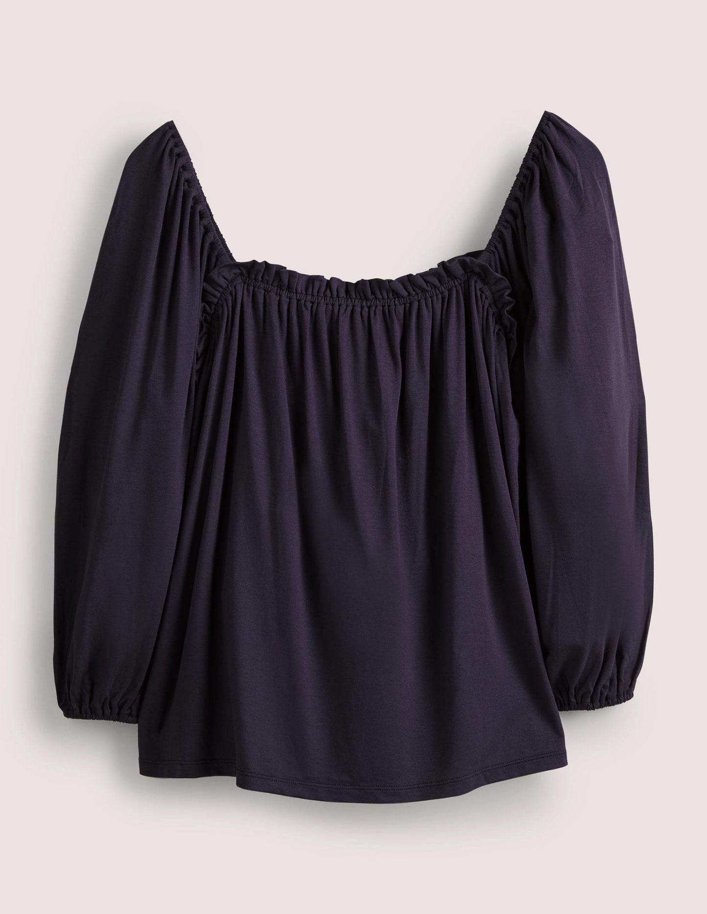 Square Neck Swing Jersey Top-Navy