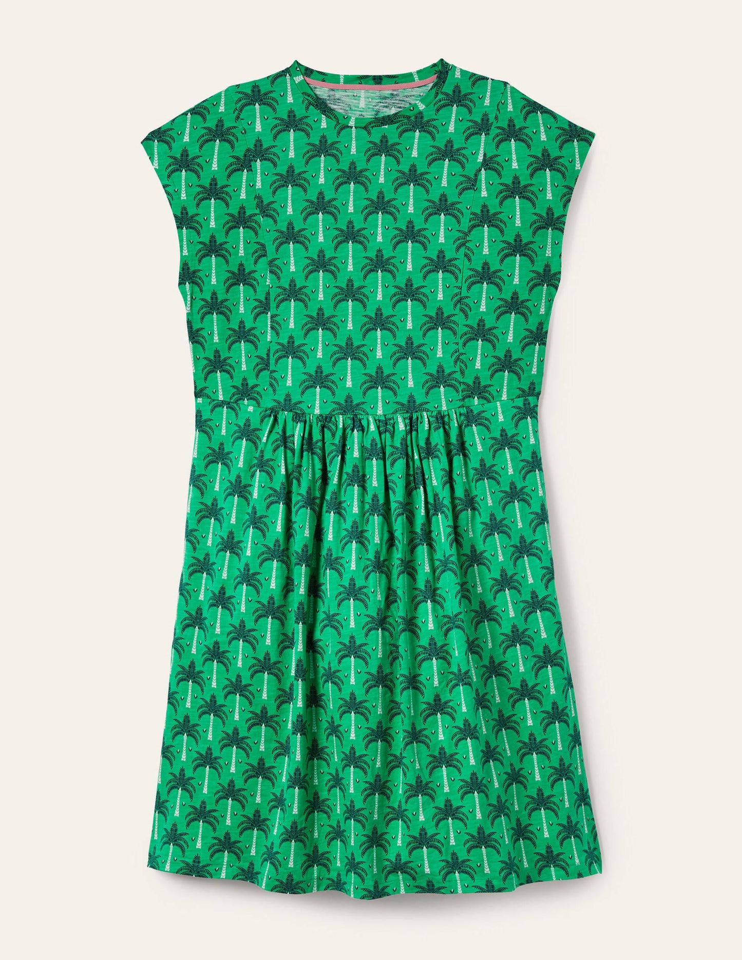 Jersey T-Shirt Dress-Green Lagoon, Paradise Palm