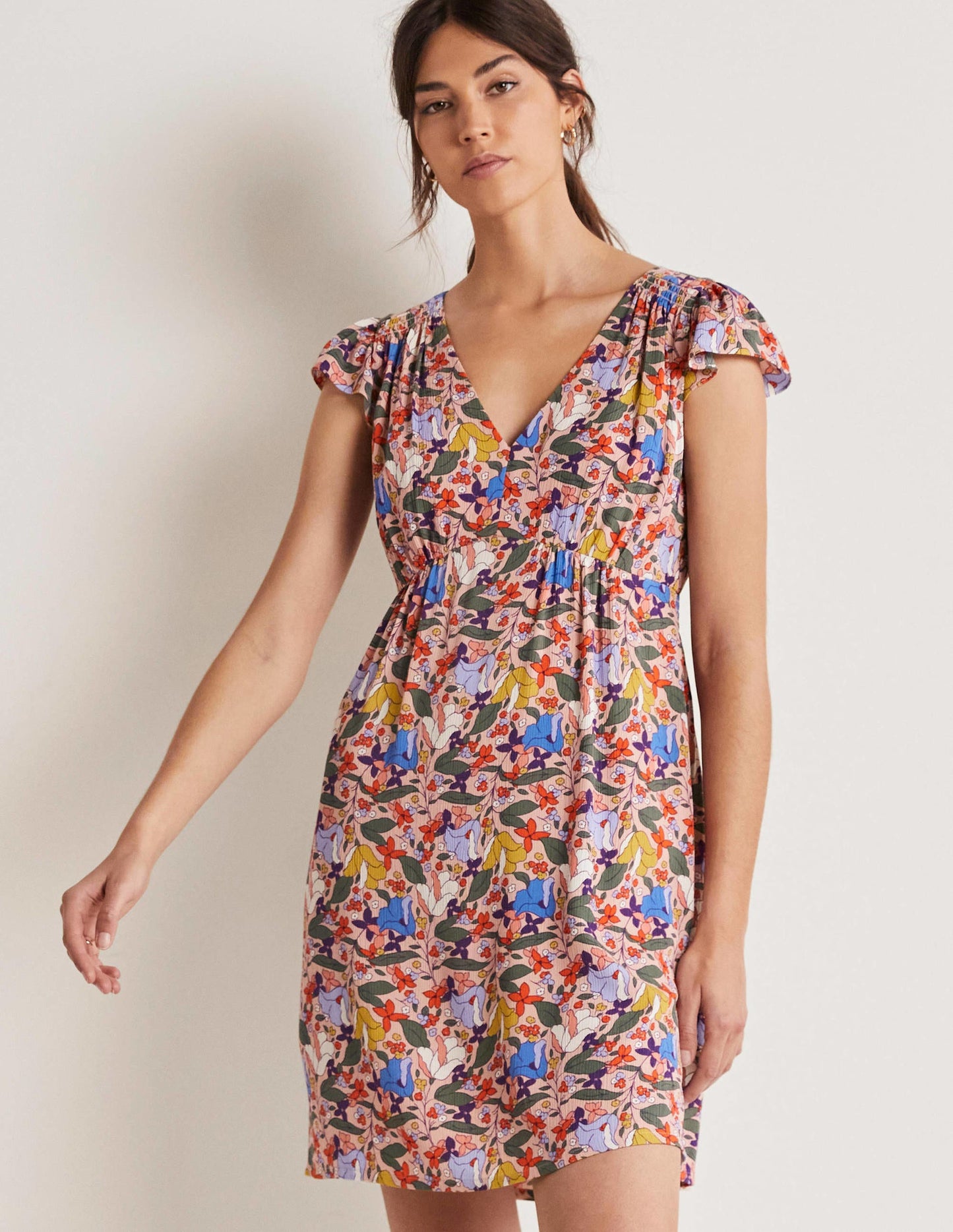 Grace Flutter Sleeve Dress-Milkshake, Tulip Terrace