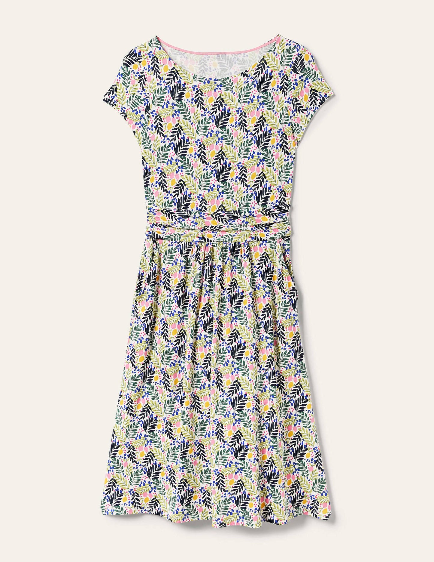 Amelie Jersey Dress-Multi, Lemon Foliage