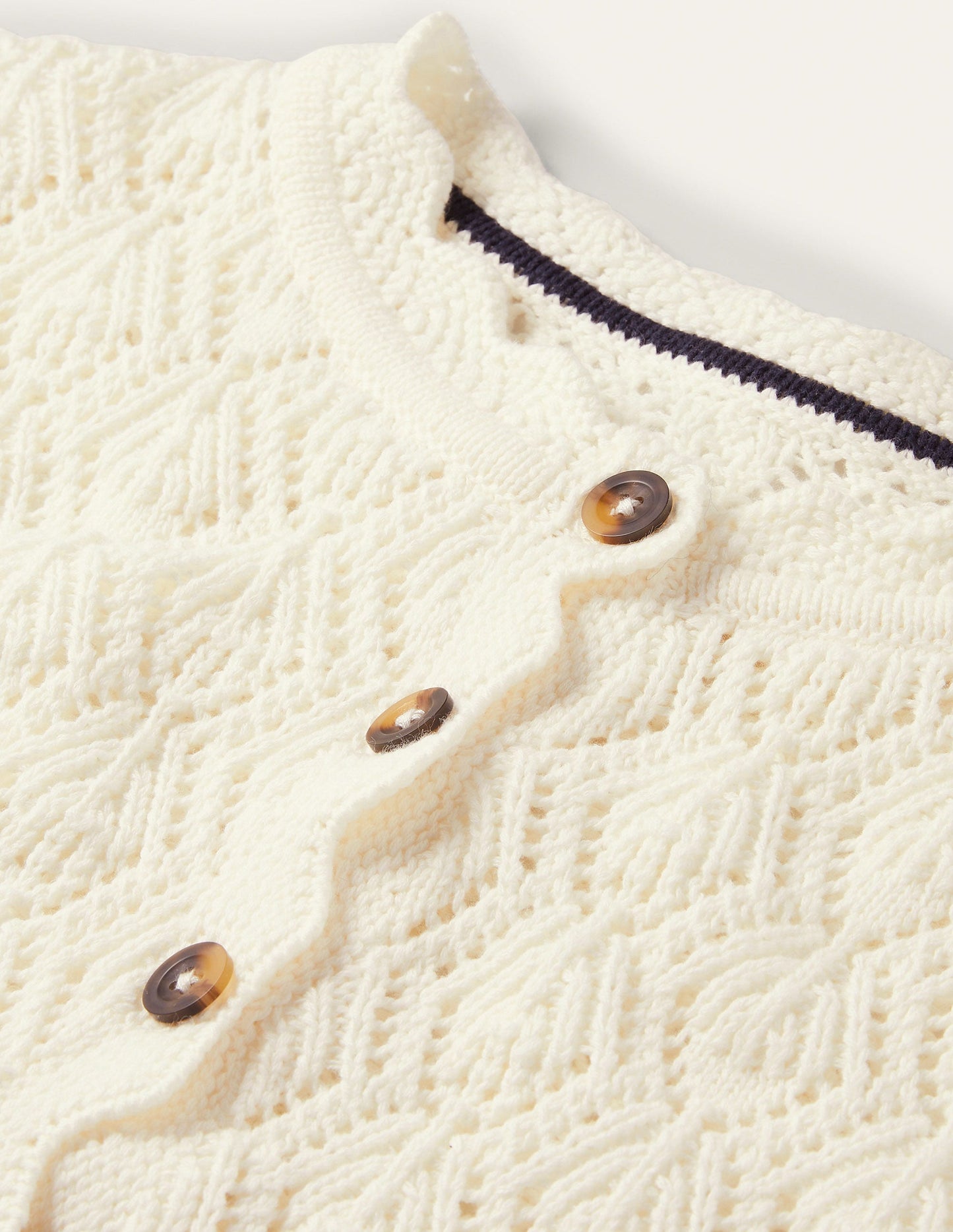 Scallop Crochet Cardigan-Ivory