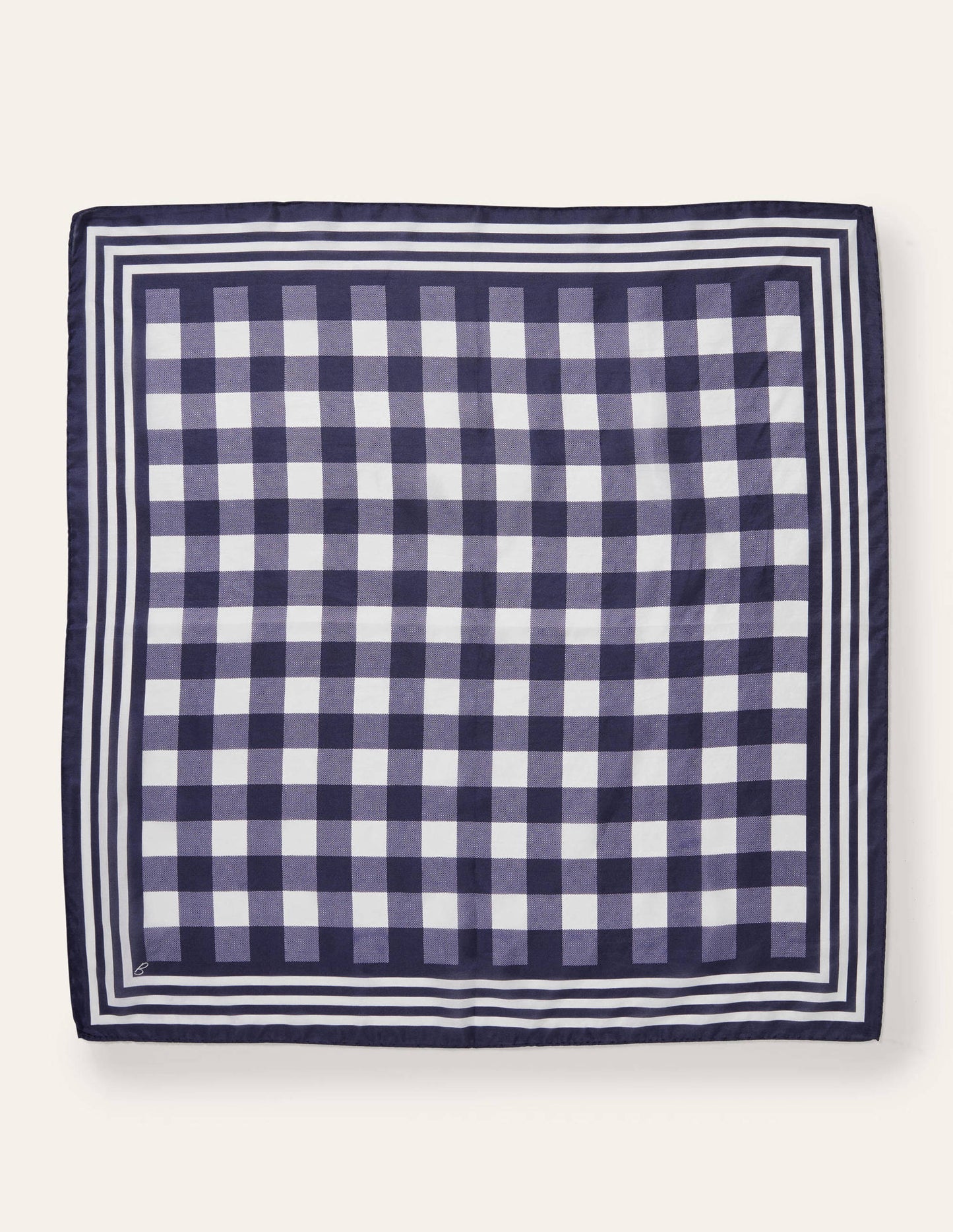 Silk Scarf-Navy, Gingham