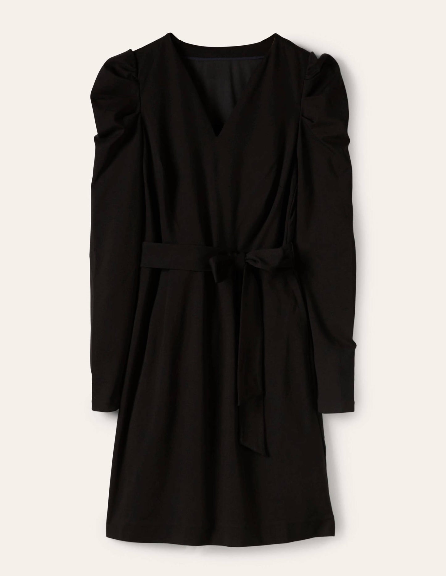 Puff Sleeve Jersey Dress-Black