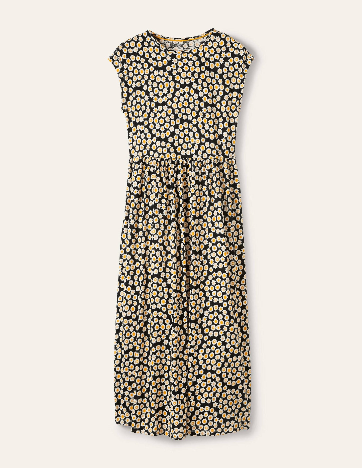 Easy T-Shirt Midi Dress-Black, Ditsy Swirl