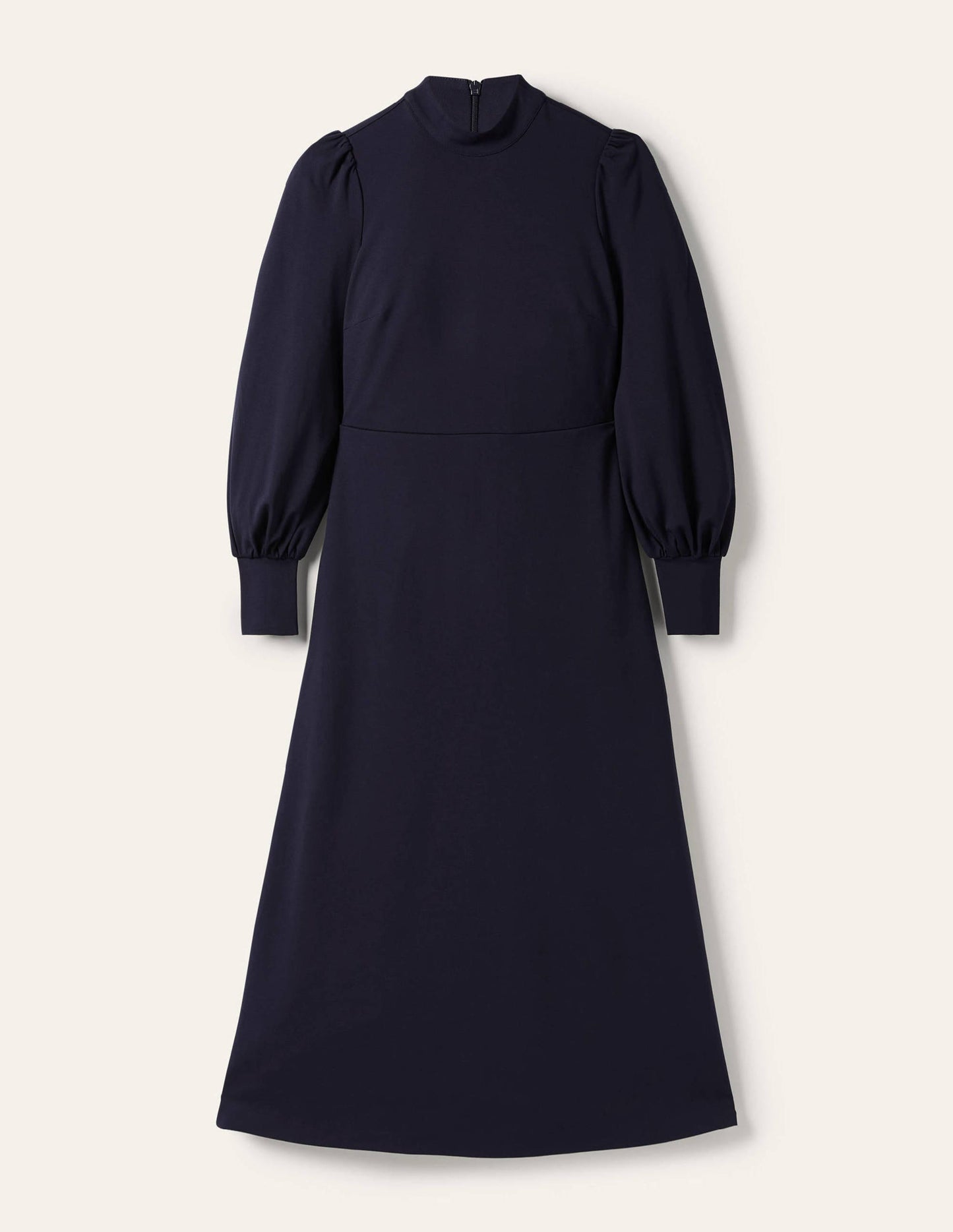 Cuffed Jersey Midi Dress-Navy