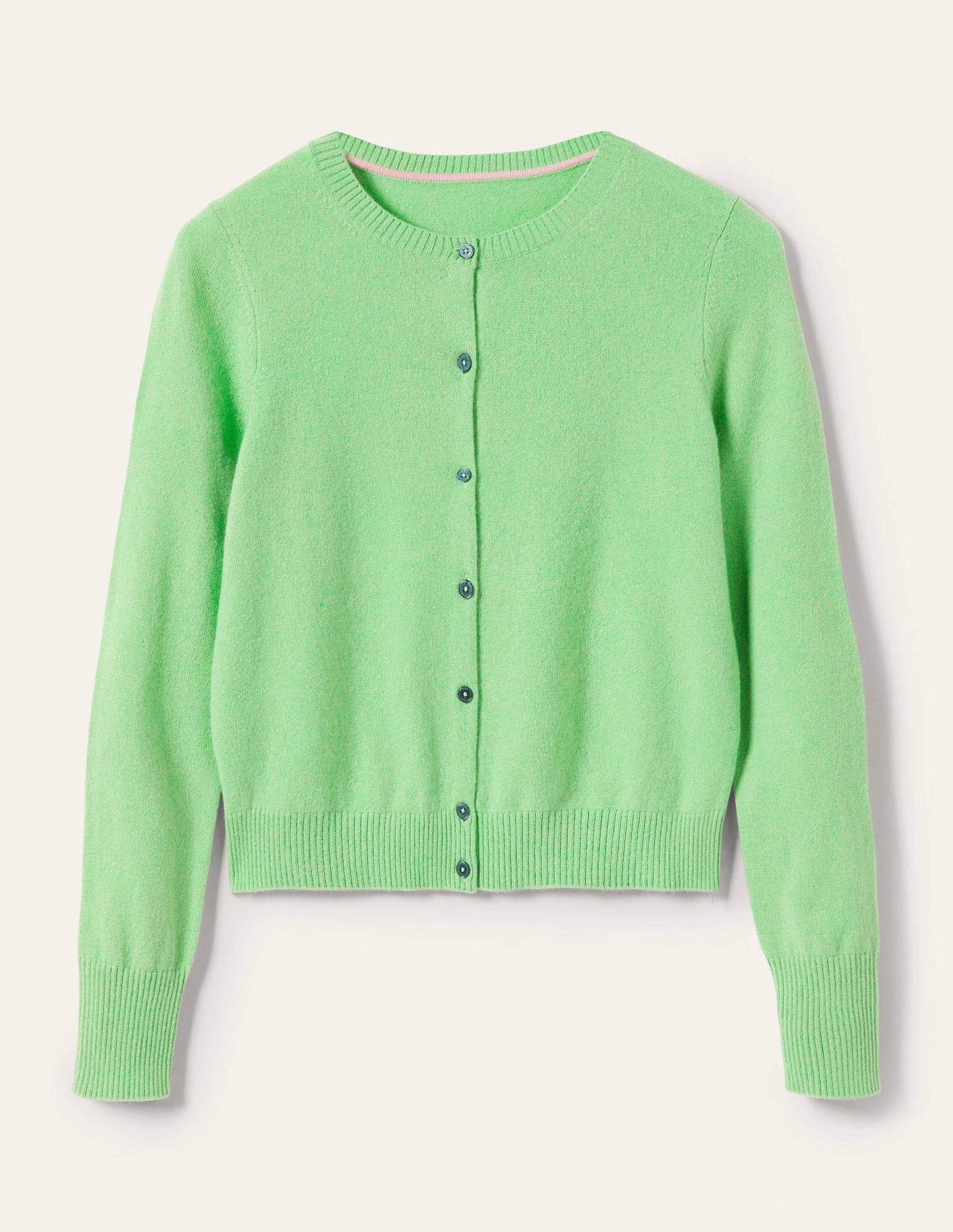 Cashmere Cropped Cardigan-Zephyr Green
