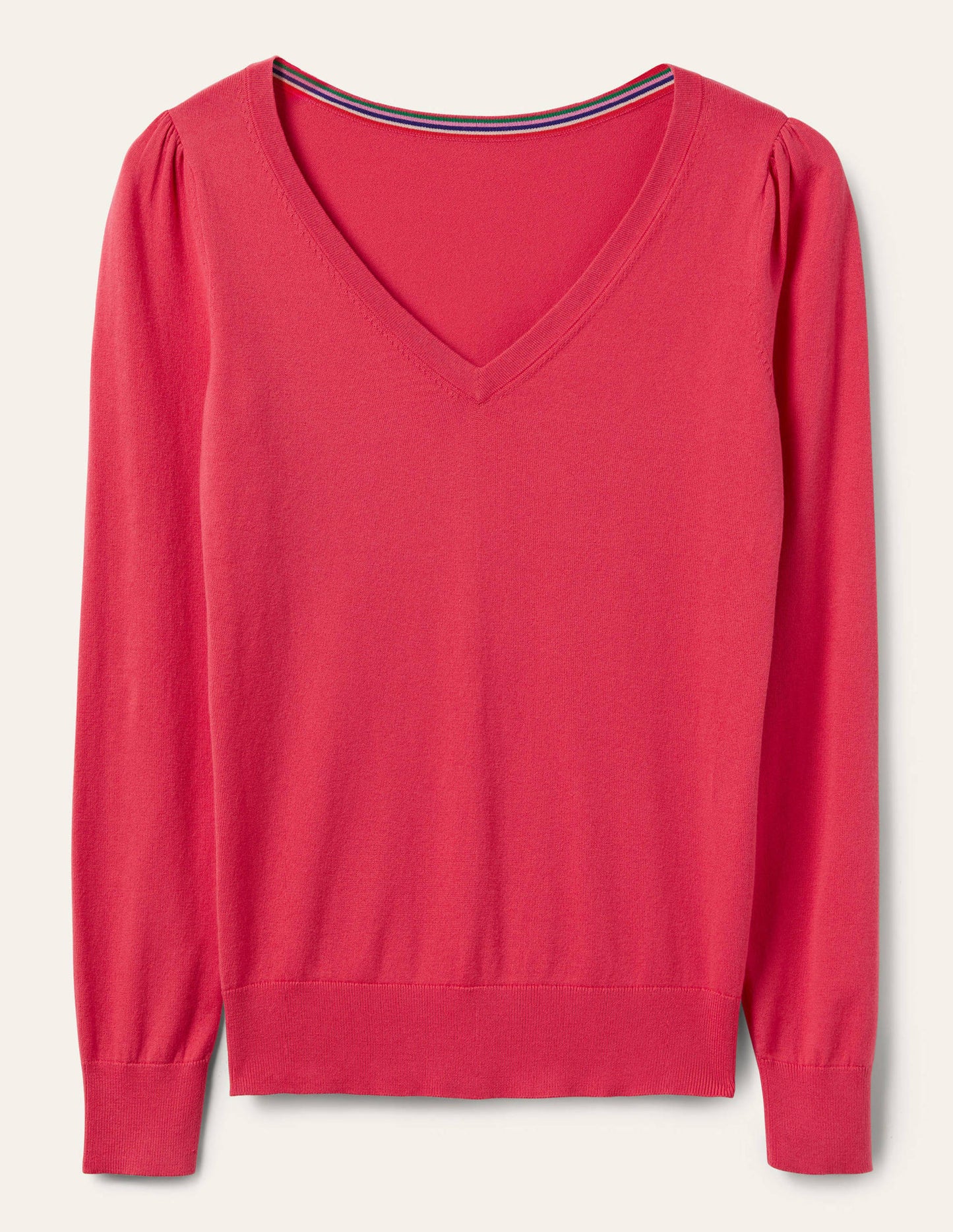 Cotton V-Neck Jumper-Radish