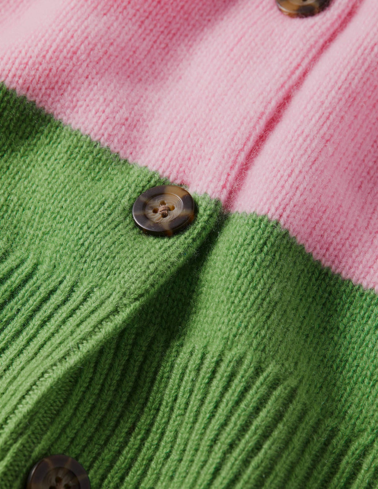 Chunky Cashmere Cardigan-English Ivy, Cameo Pink Stripe