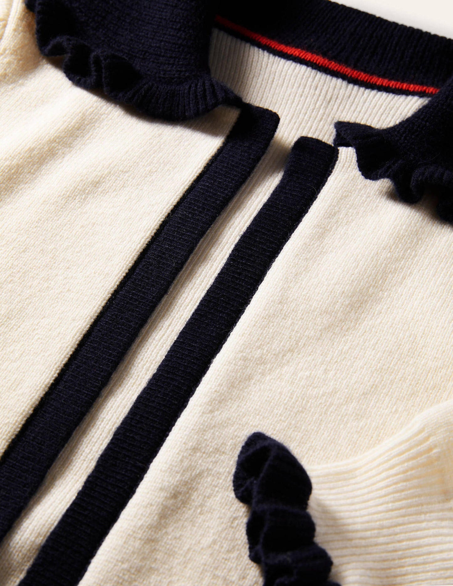 Frill Collared Cardigan-Ivory/Navy