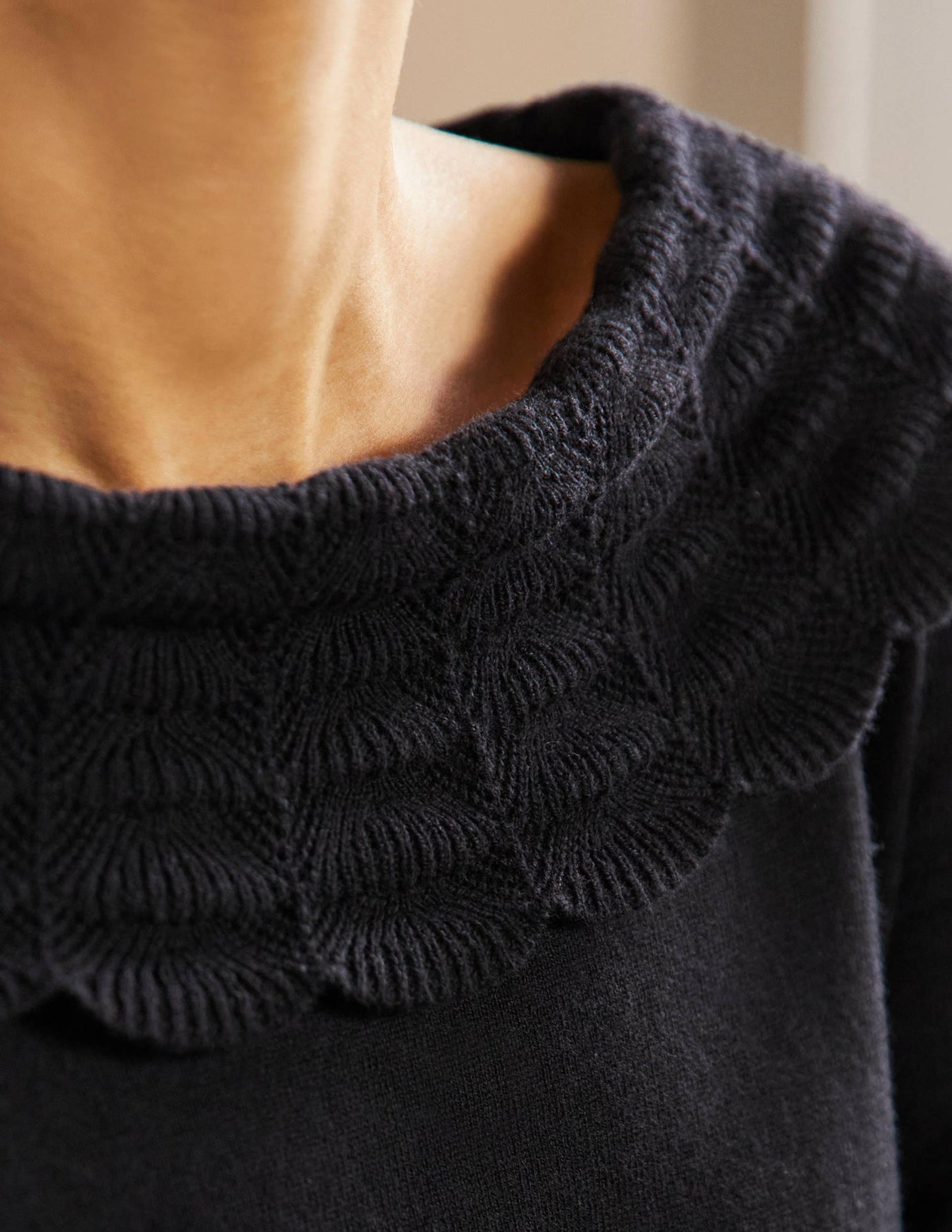 Tie Back Collar Jumper-Black