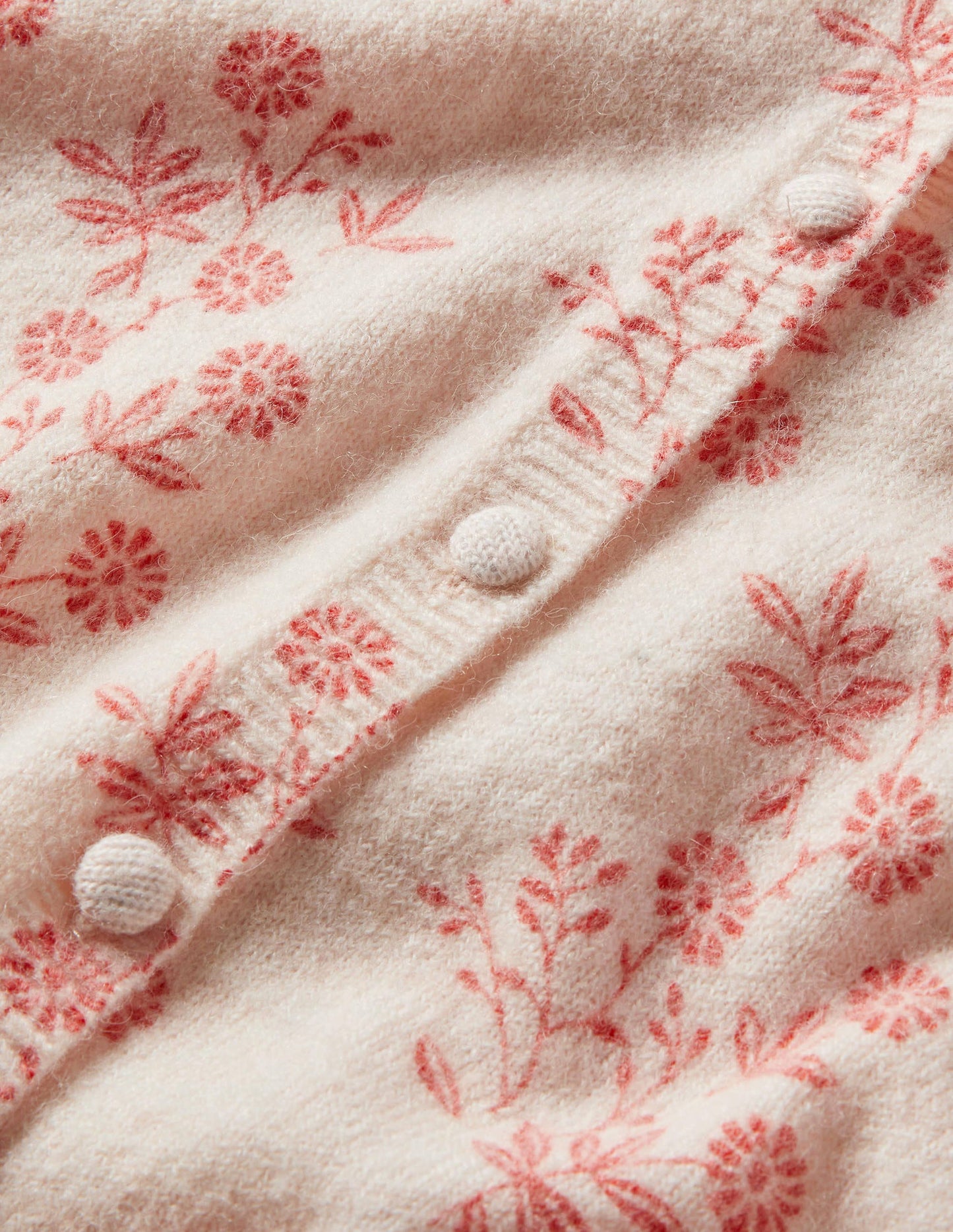 Anita Printed Fluffy Cardigan-Milkshake, Leafy Cluster