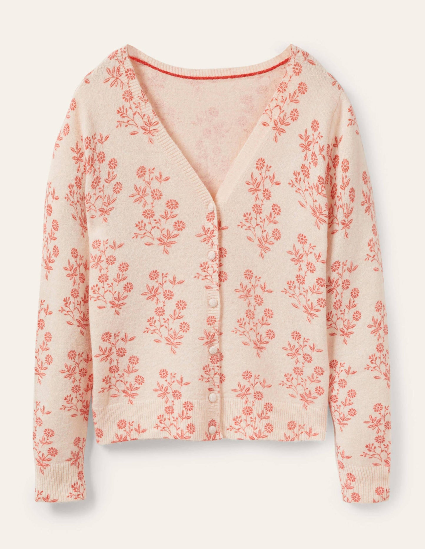 Anita Printed Fluffy Cardigan-Milkshake, Leafy Cluster