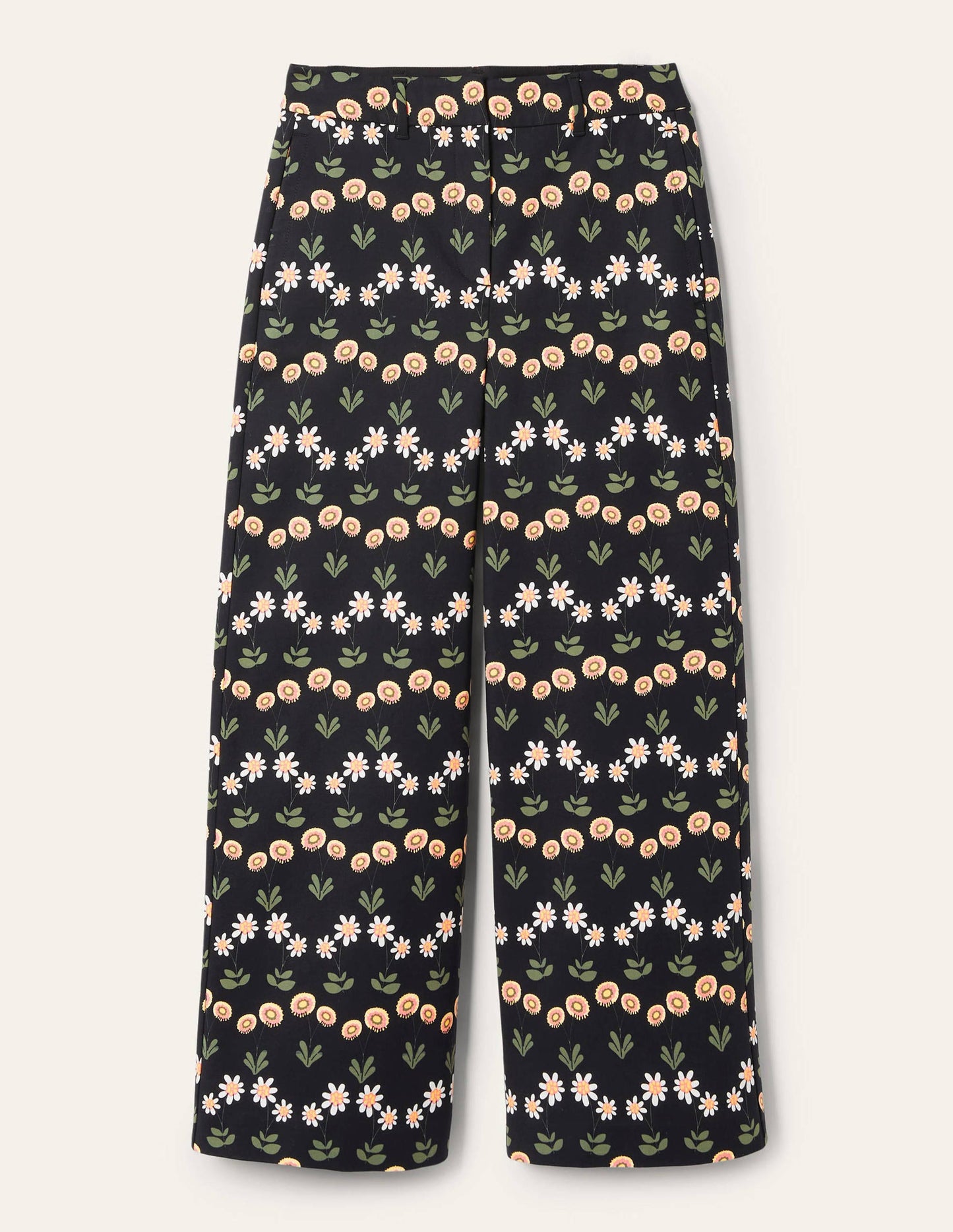 High Waisted Richmond Trousers-Black, Delicate Daisy