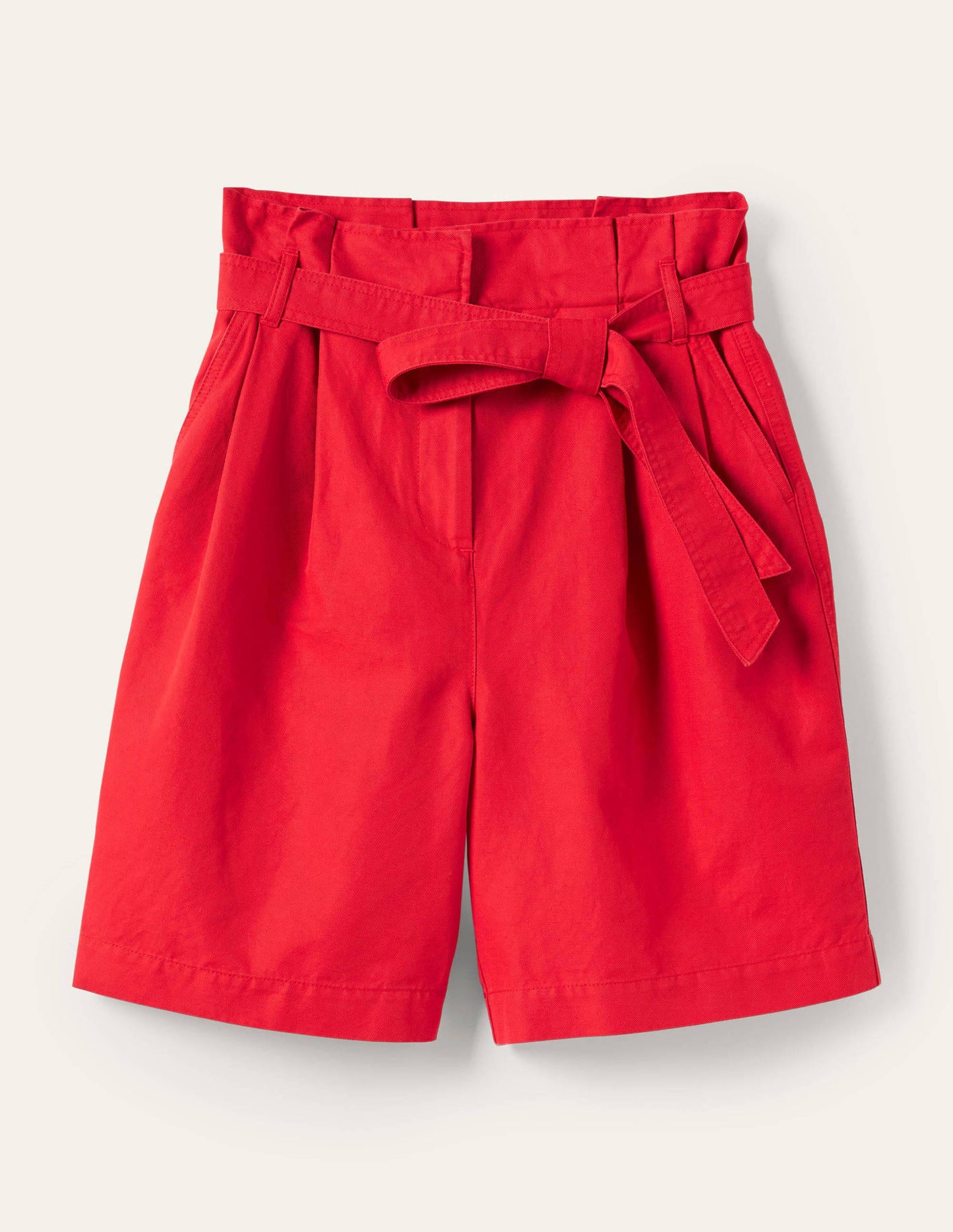 Paperbag High Waisted Shorts-Red