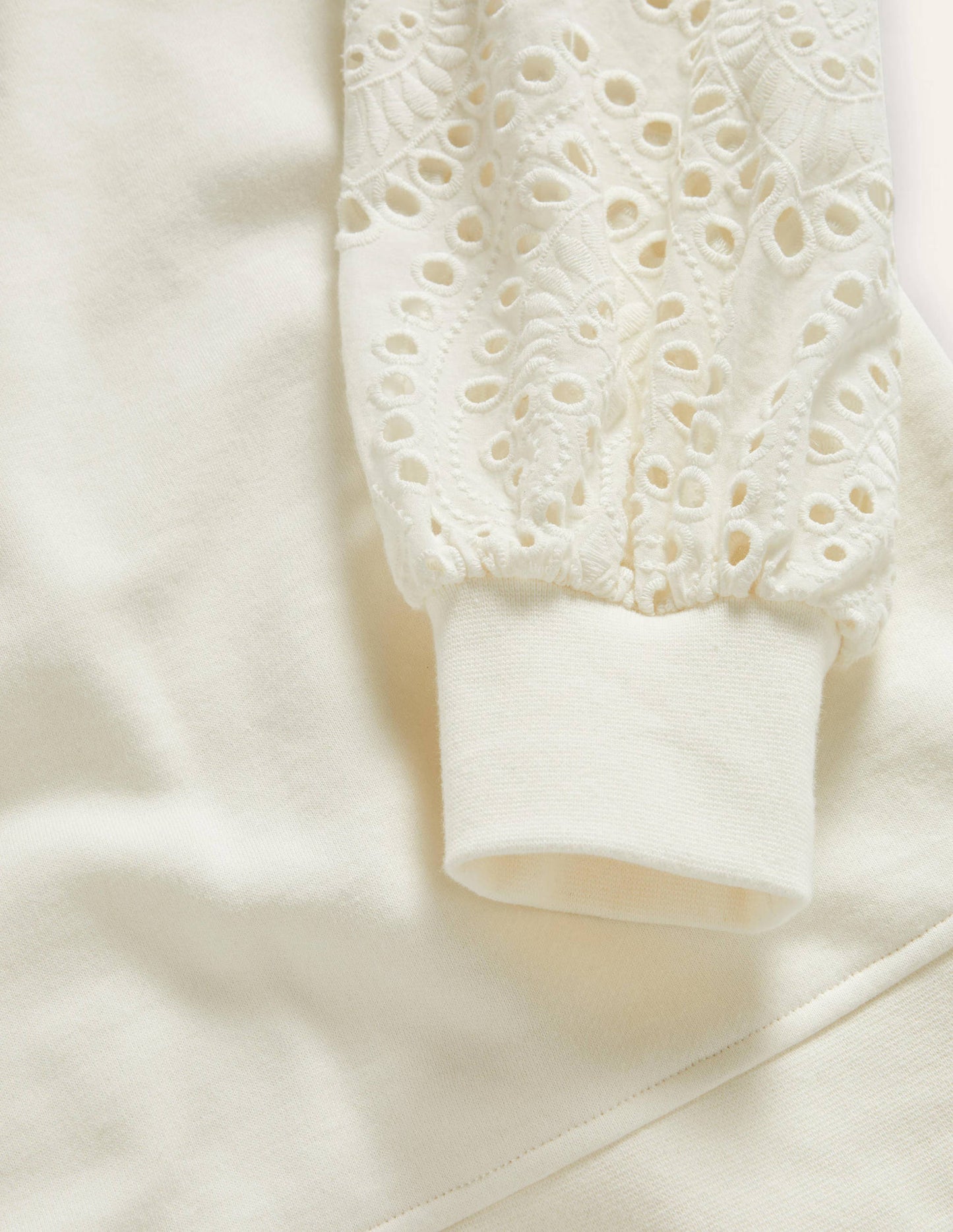 Broderie Blouson Sweatshirt-Ivory