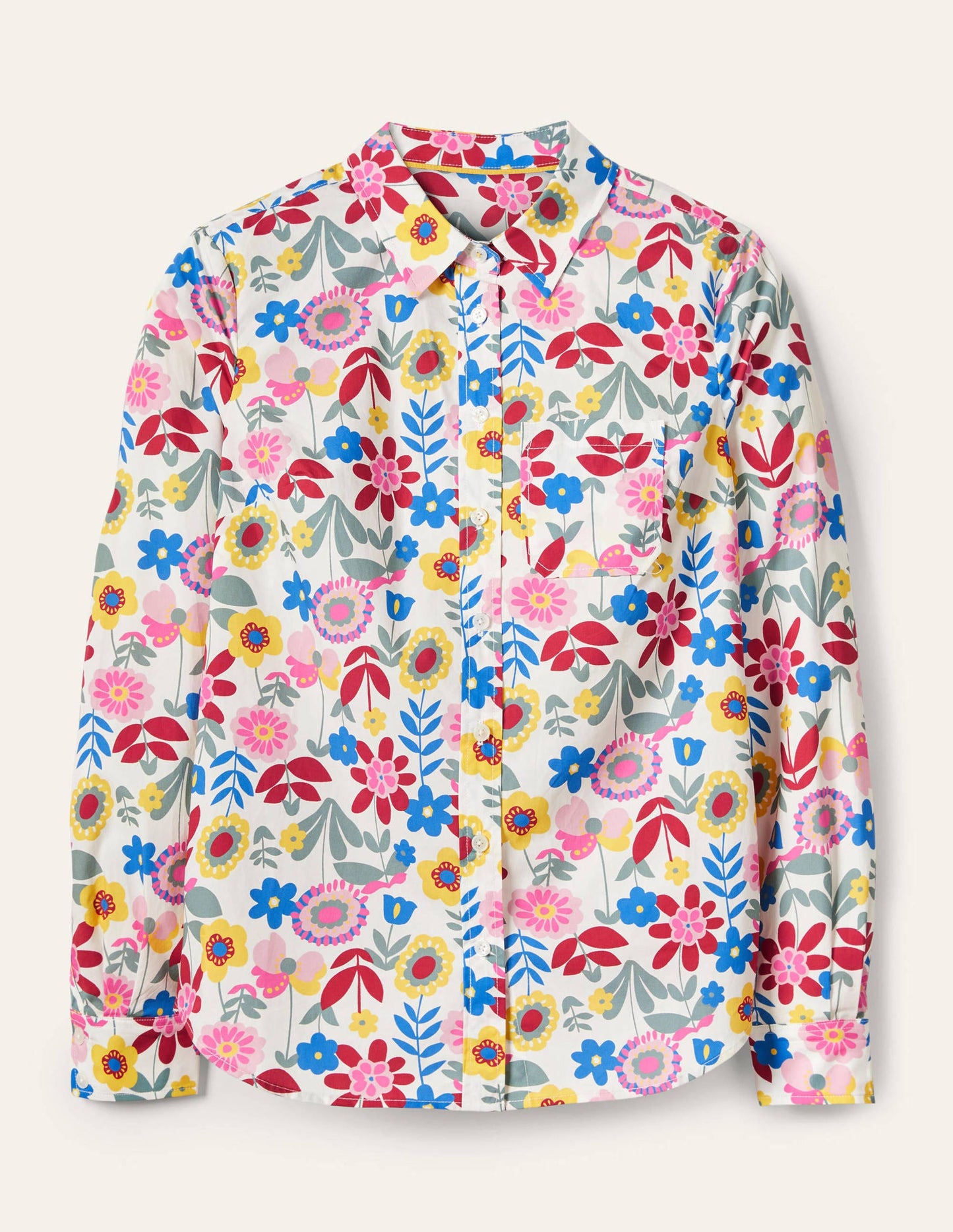 Classic Cotton Shirt-Ivory, Flora Bloom