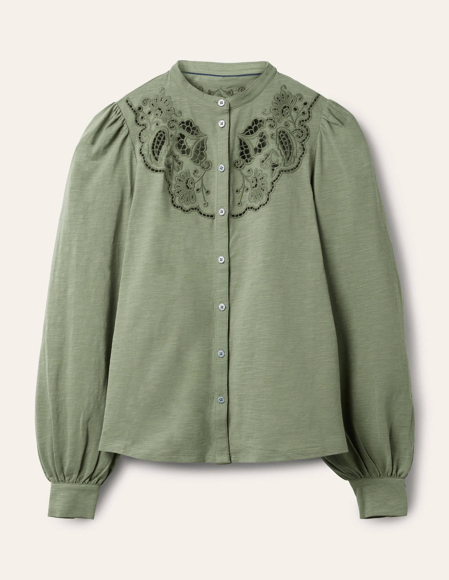 Cut Work Jersey Shirt-Alder