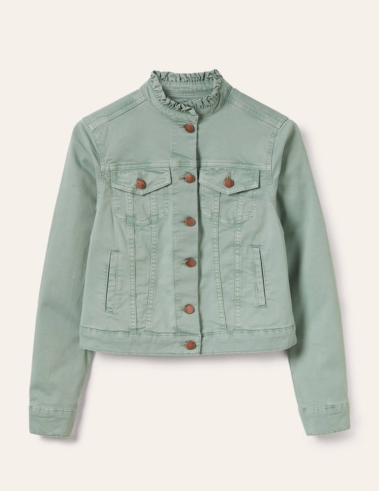 Carla Ruffle Collar Jacket-Iceberg Green