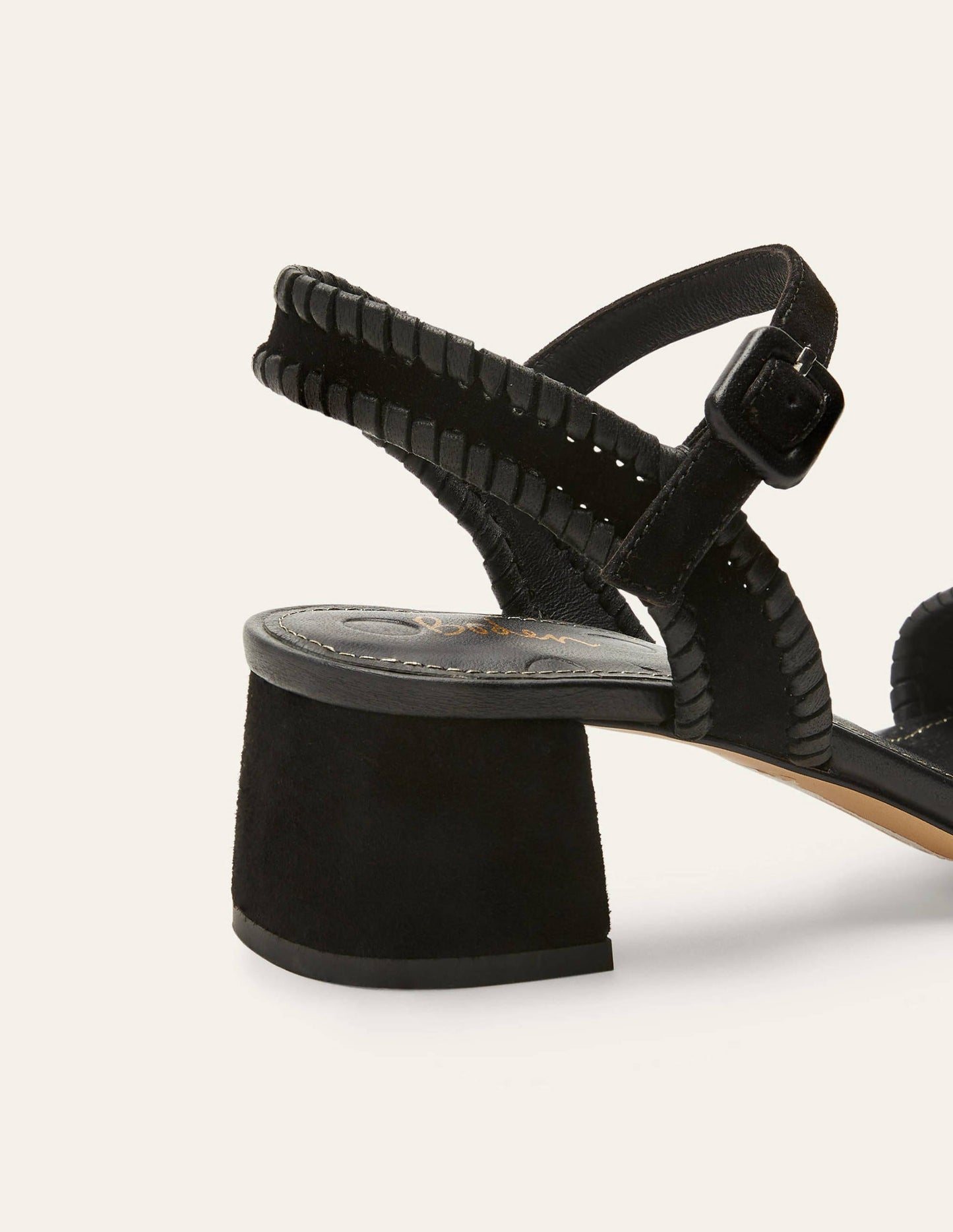 Block Heel Suede Sandals-Black