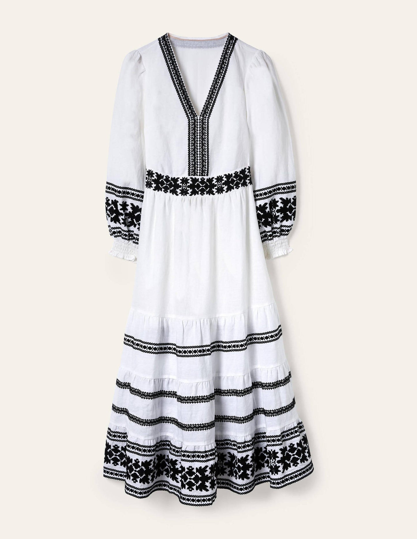Nadia Embroidered Maxi Dress-White