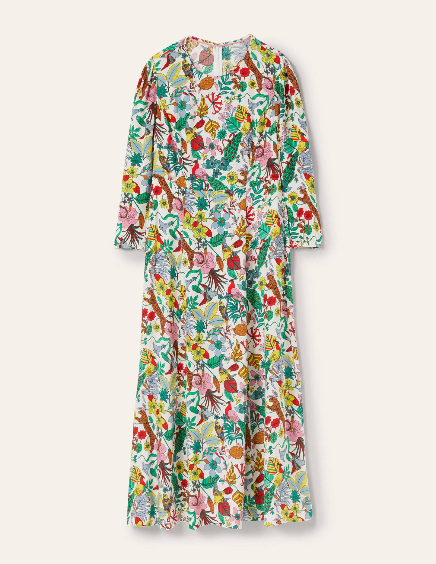 Crew Neck Maxi Dress-Multi, Exotic Paradise