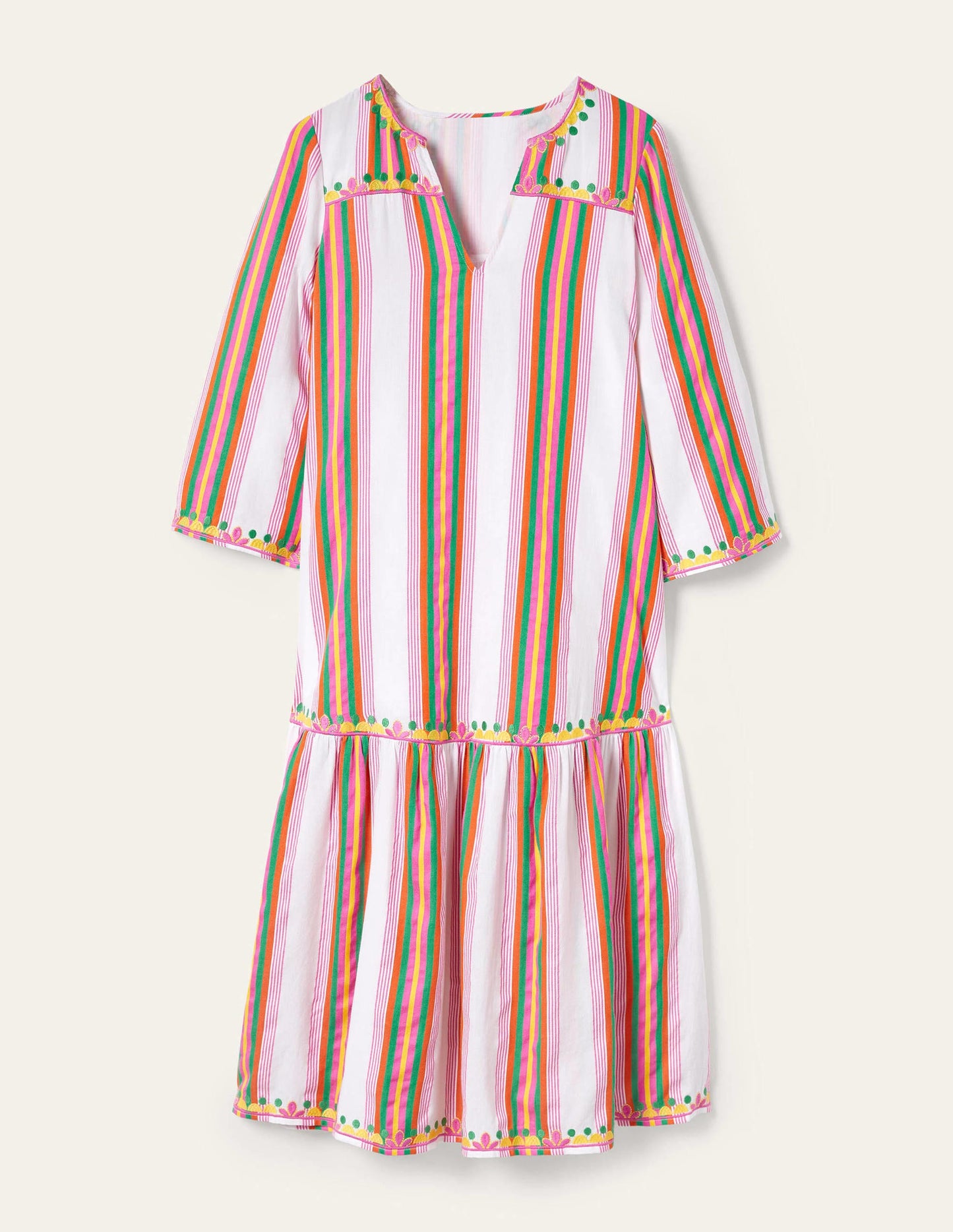 Easy Tiered Maxi Dress-Tropical Woven Rainbow Stripe