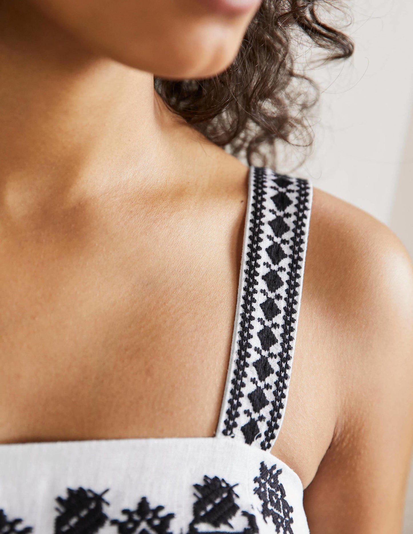 Embroidered Strappy Jumpsuit-Ivory