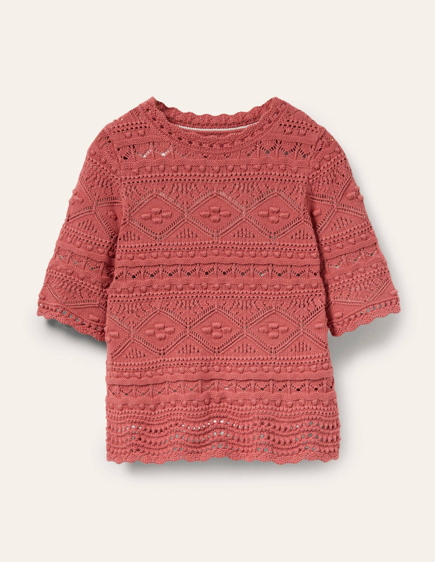 Claudia Textured Knitted Top-Dusty Red