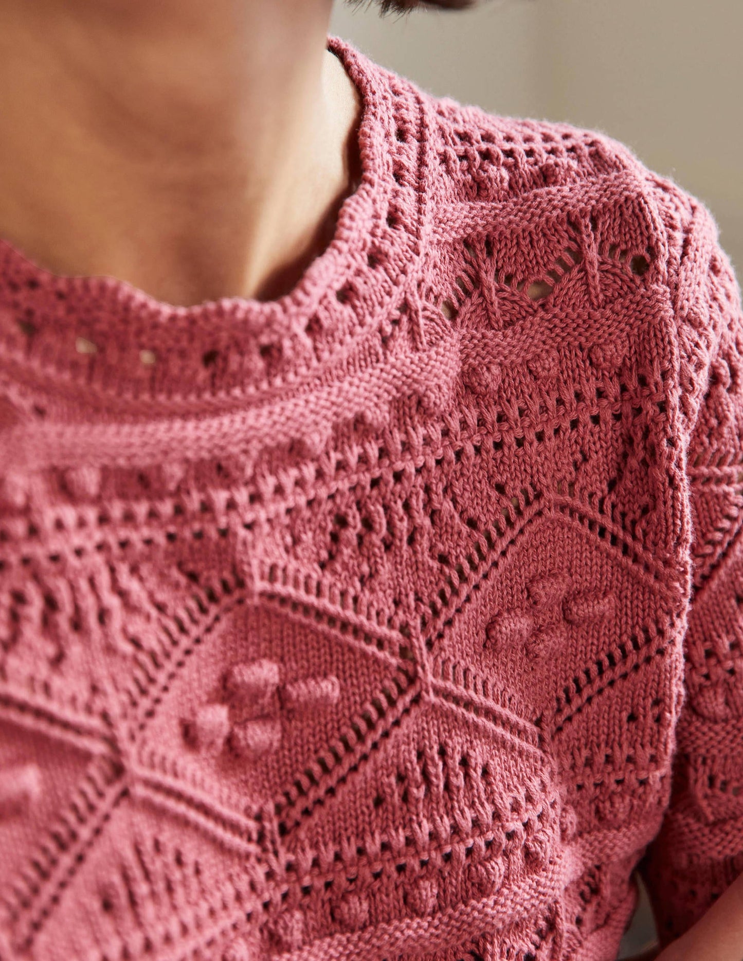 Claudia Textured Knitted Top-Dusty Red