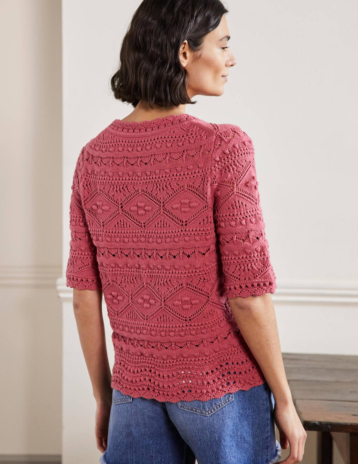 Claudia Textured Knitted Top-Dusty Red