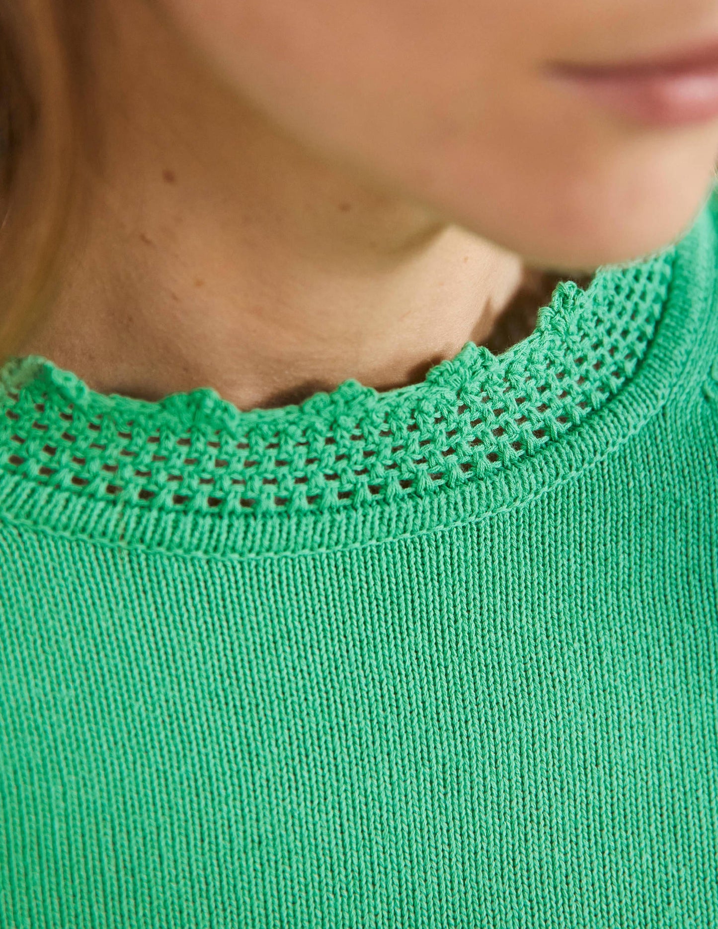 Sleeve Detail Knitted Jumper-Green Lagoon