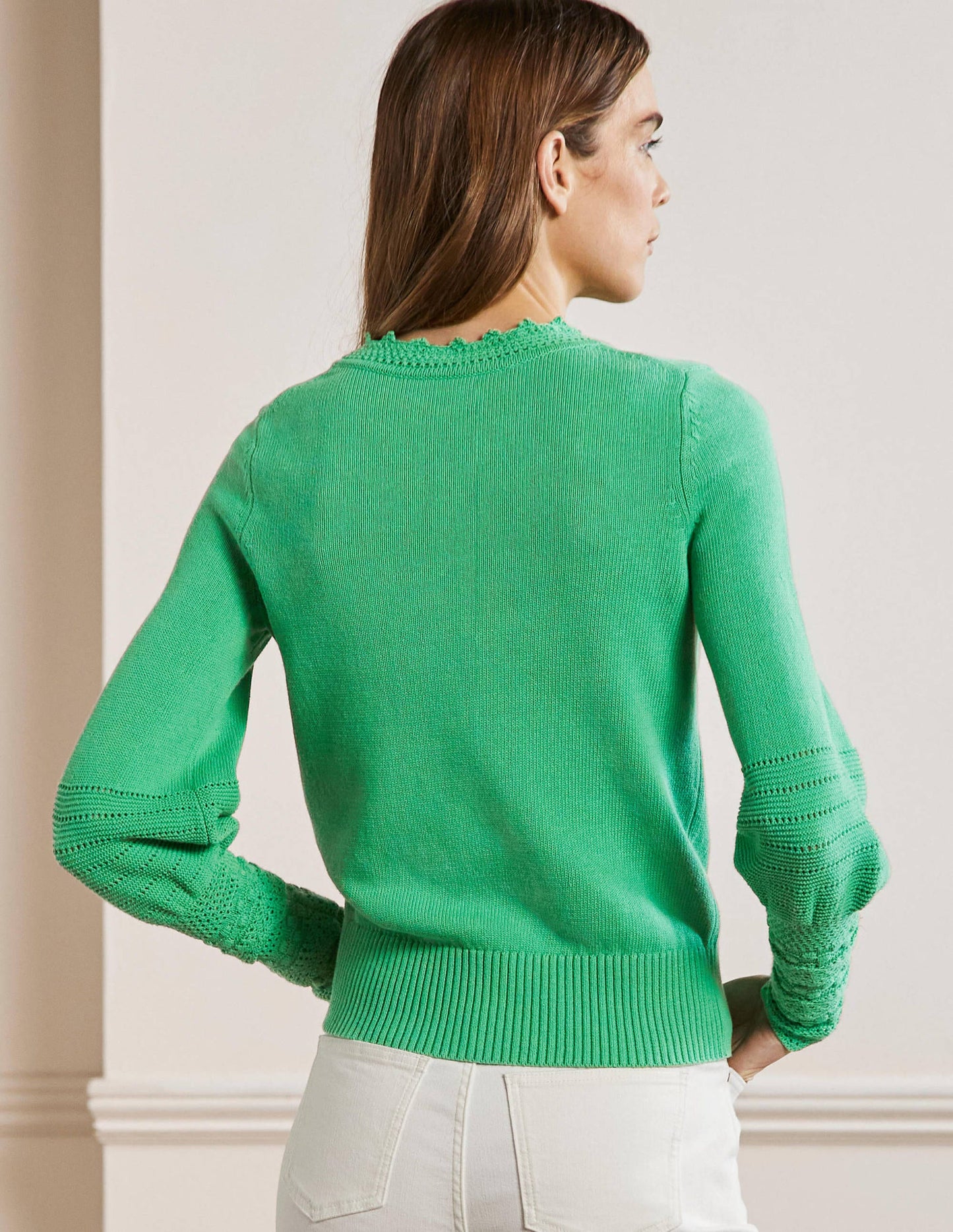 Sleeve Detail Knitted Jumper-Green Lagoon