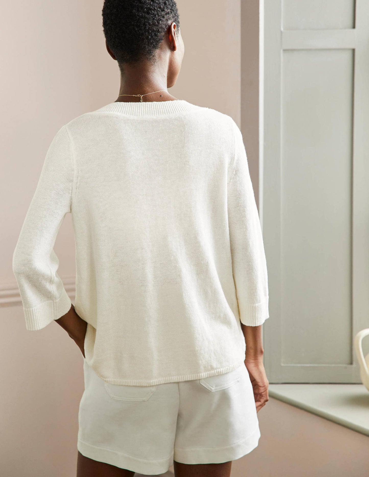 Relaxed Linen Jumper-Ivory