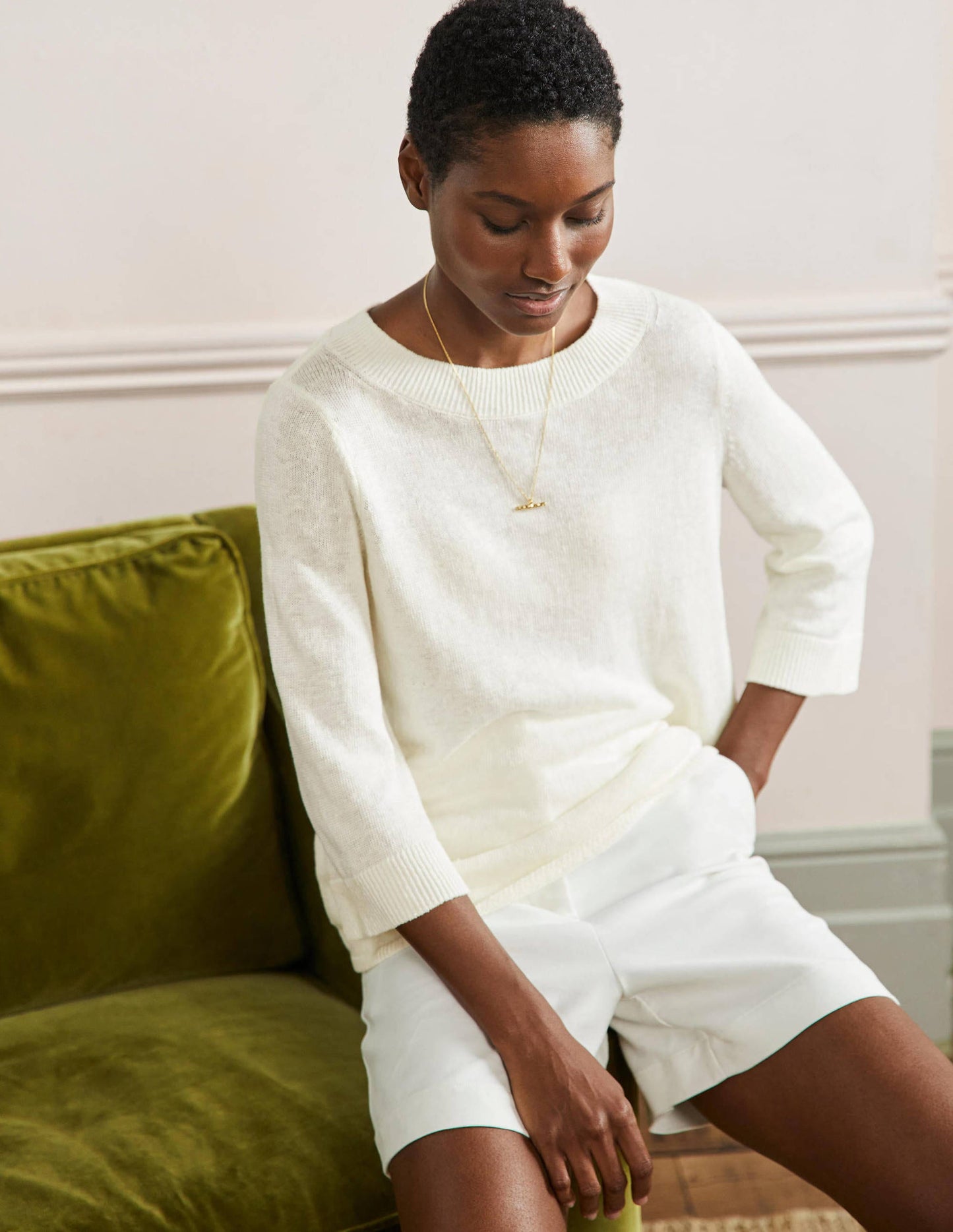Relaxed Linen Jumper-Ivory