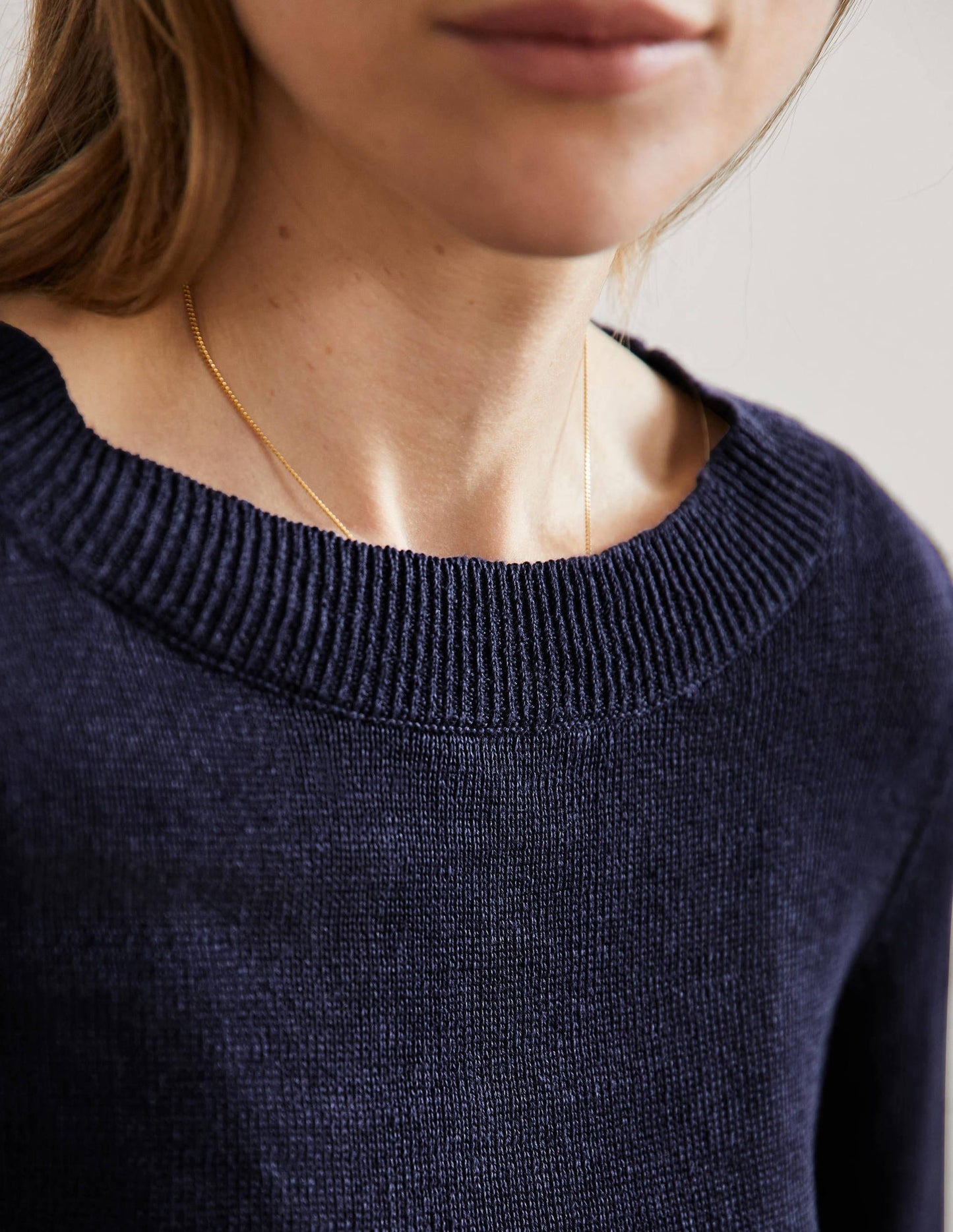 Relaxed Linen Jumper-Navy