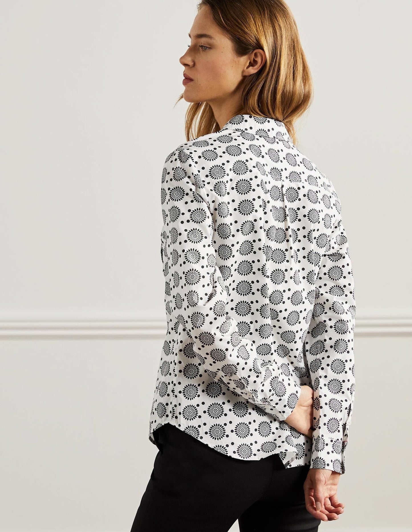 Classic Cotton Shirt-Ivory, Sun Geo