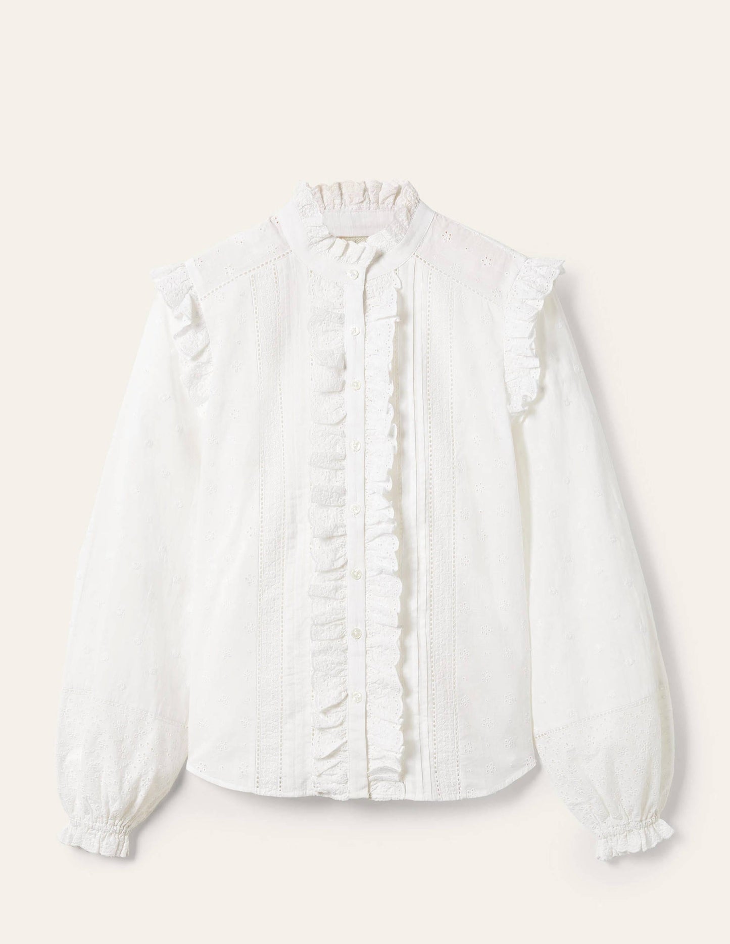 Iris Broderie Shirt-White