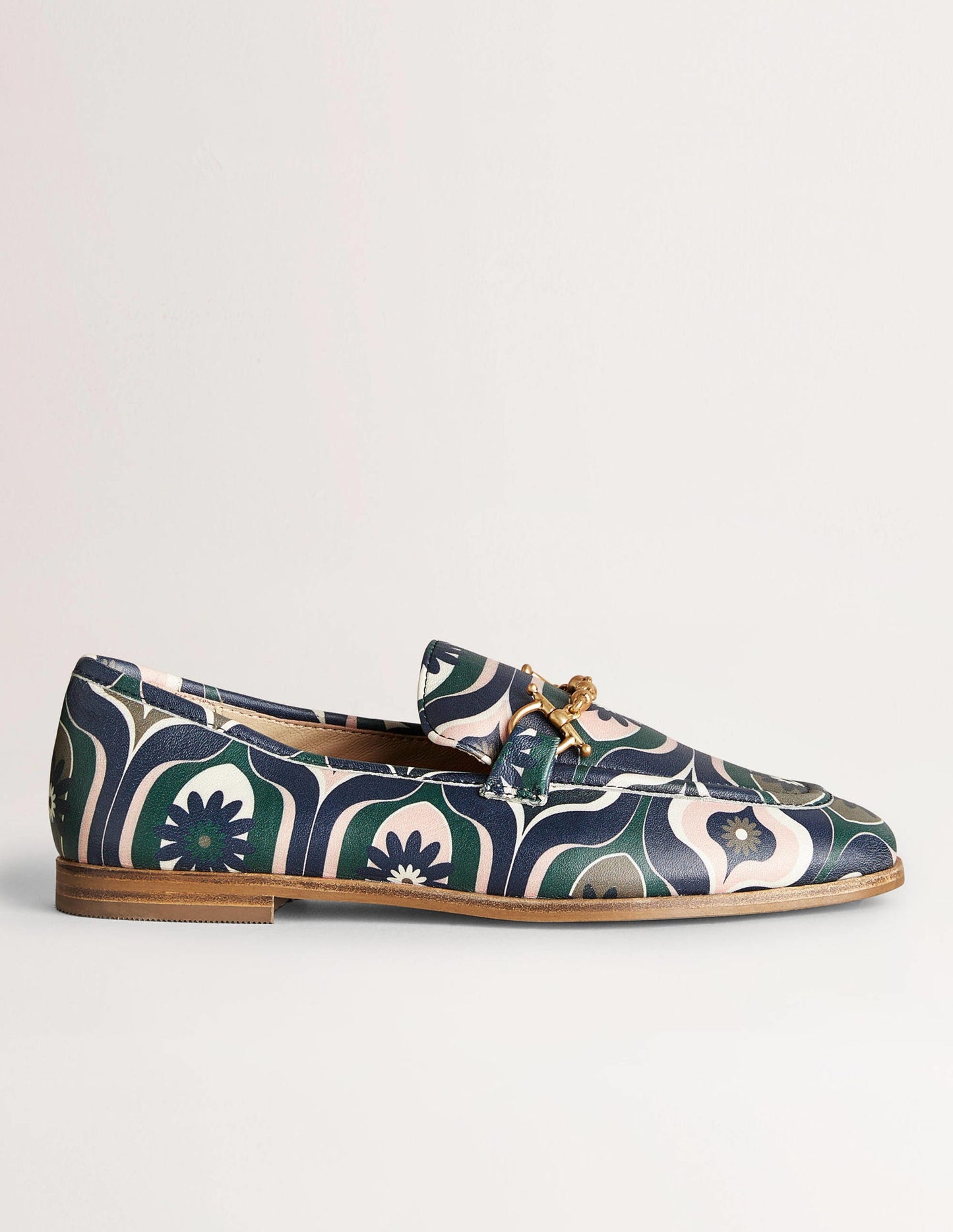 Snaffle Detail Leather Loafers-Multi, Geo Swirl