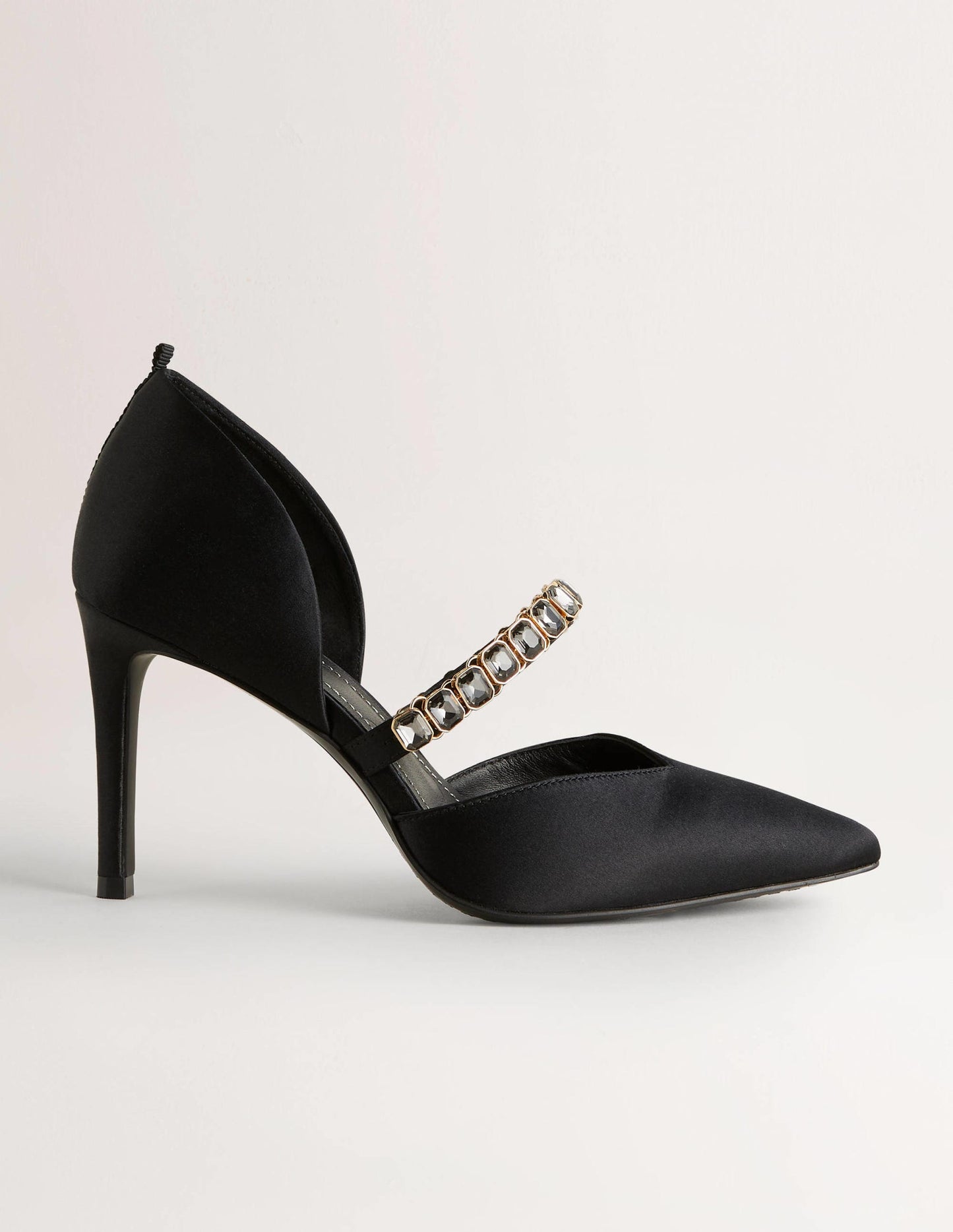 Black Crystal-Strap Heeled Courts-Black