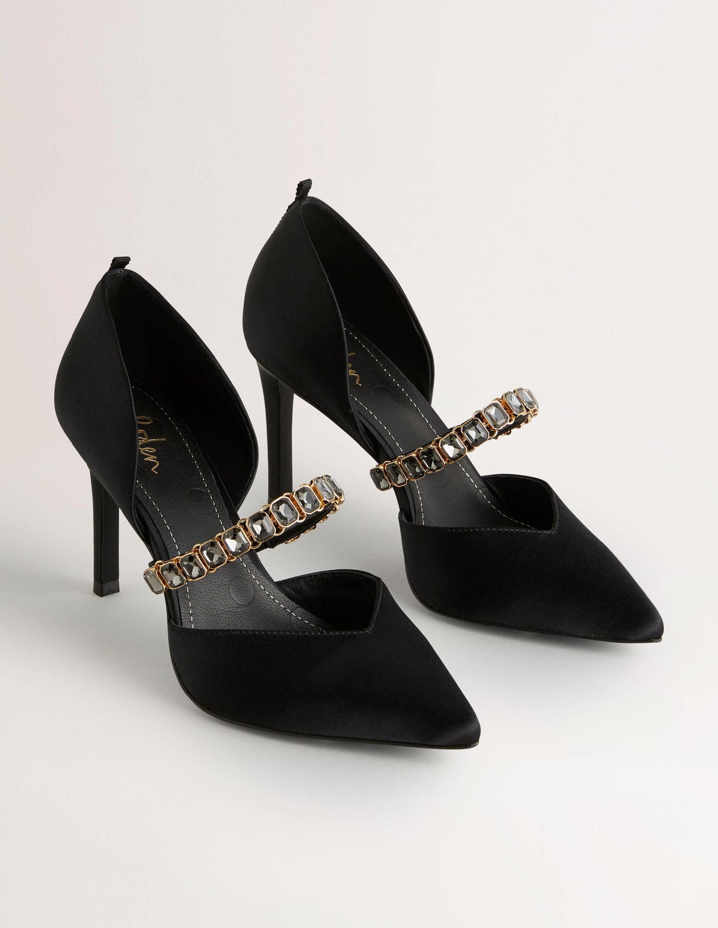 Black Crystal-Strap Heeled Courts-Black
