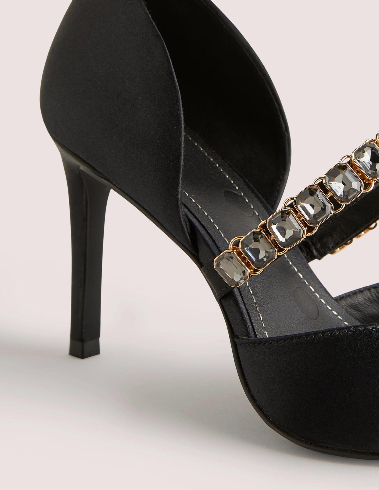 Black Crystal-Strap Heeled Courts-Black