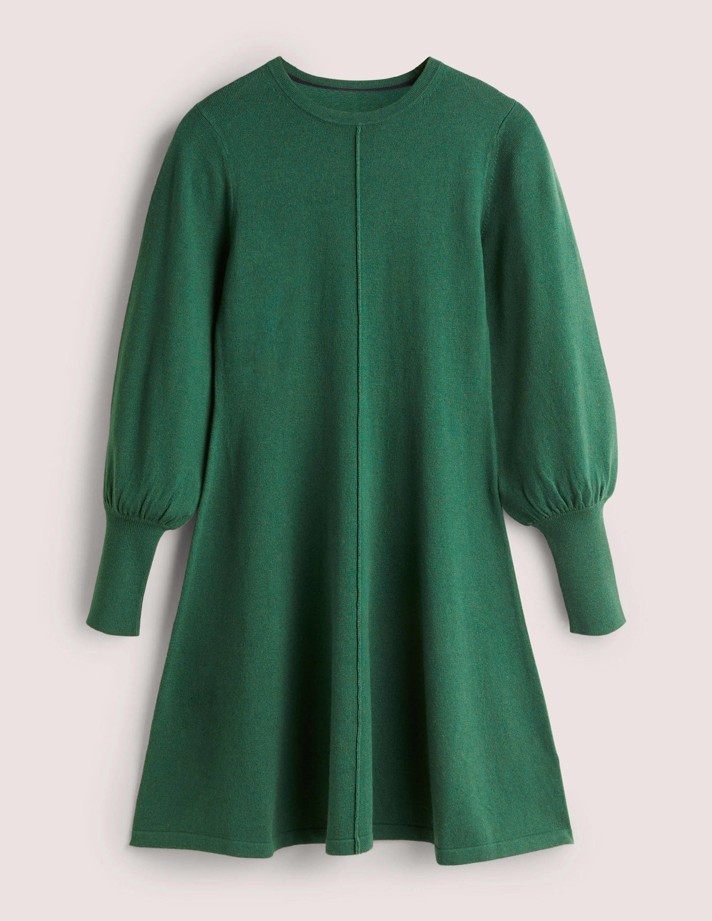Cuff Detail Knitted Mini Dress-Hunter Green