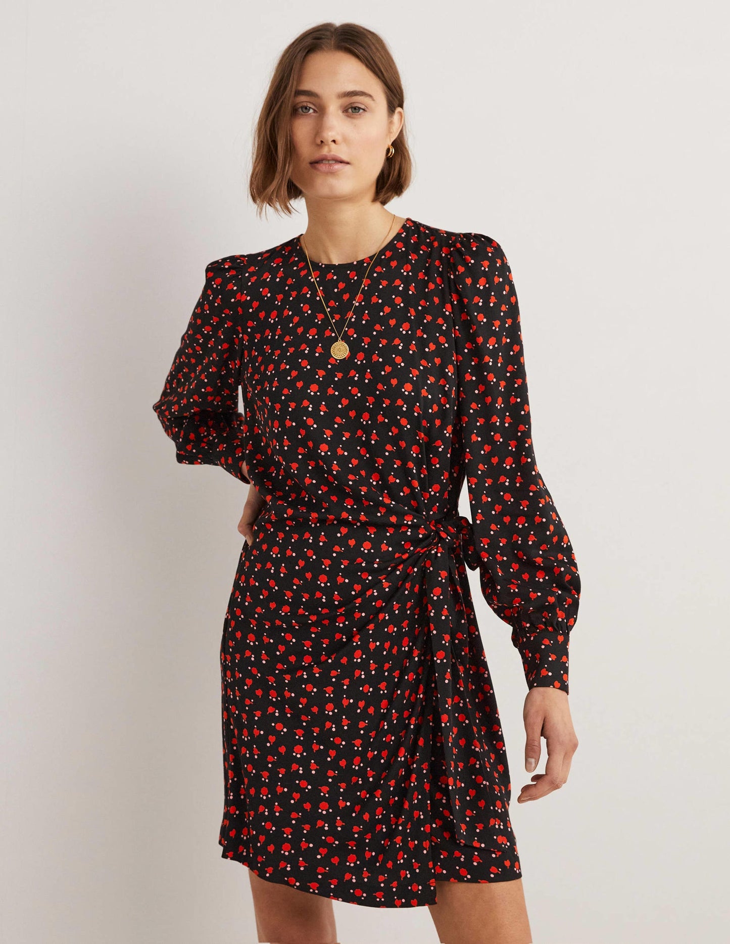 Wrap Skirt Mini Dress-Rocket Red, Tulip Charm