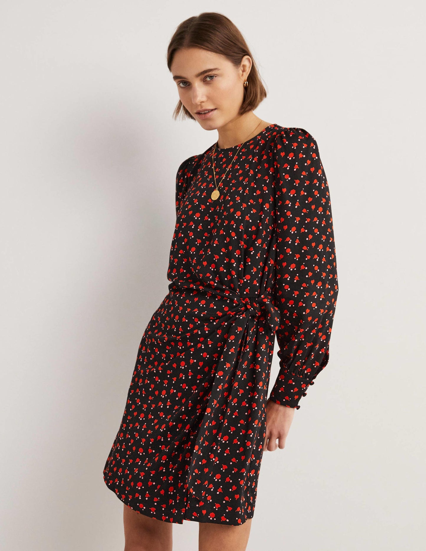 Wrap Skirt Mini Dress-Rocket Red, Tulip Charm