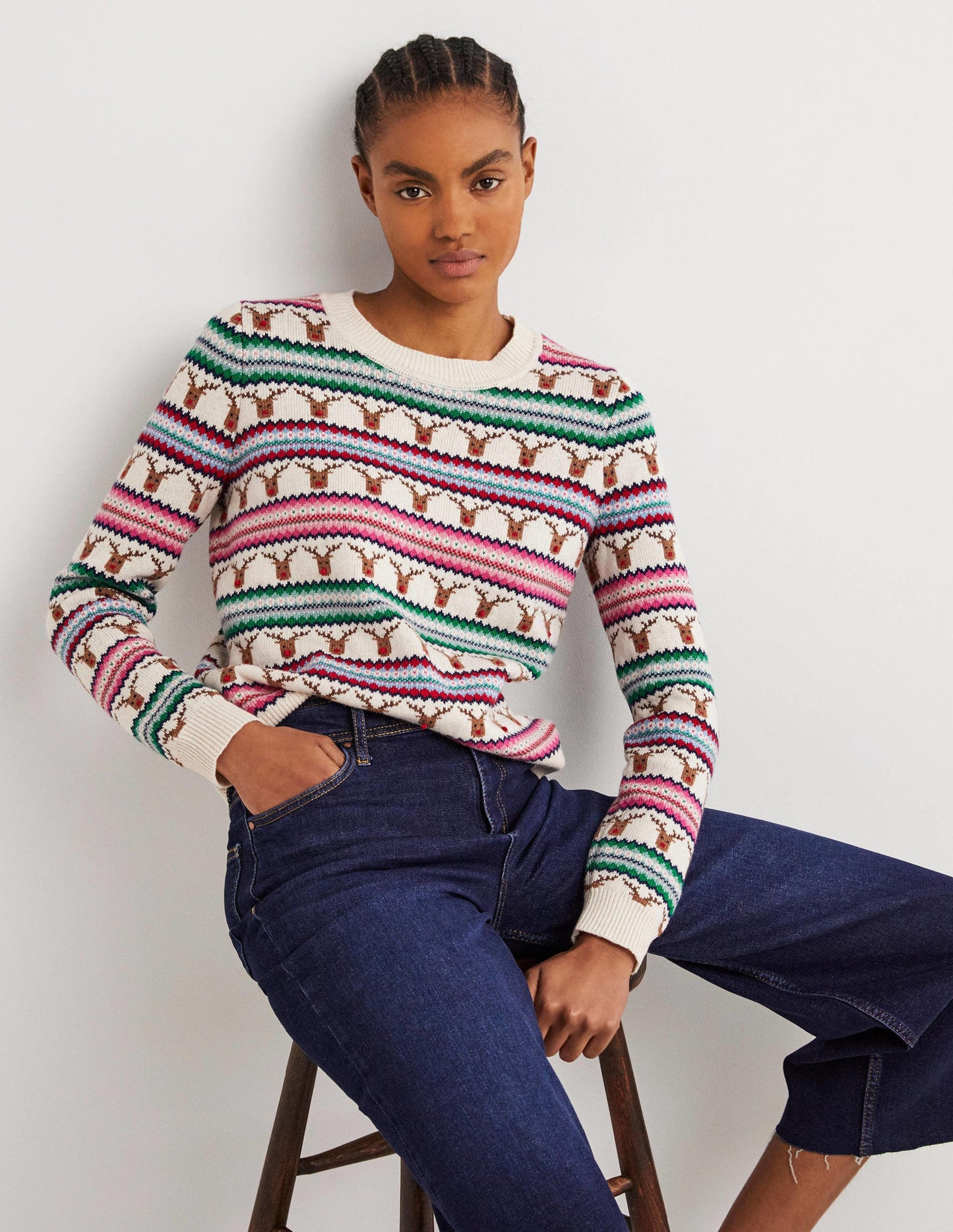 Reindeer Fair Isle Christmas Jumper-Reindeer Fair Isle