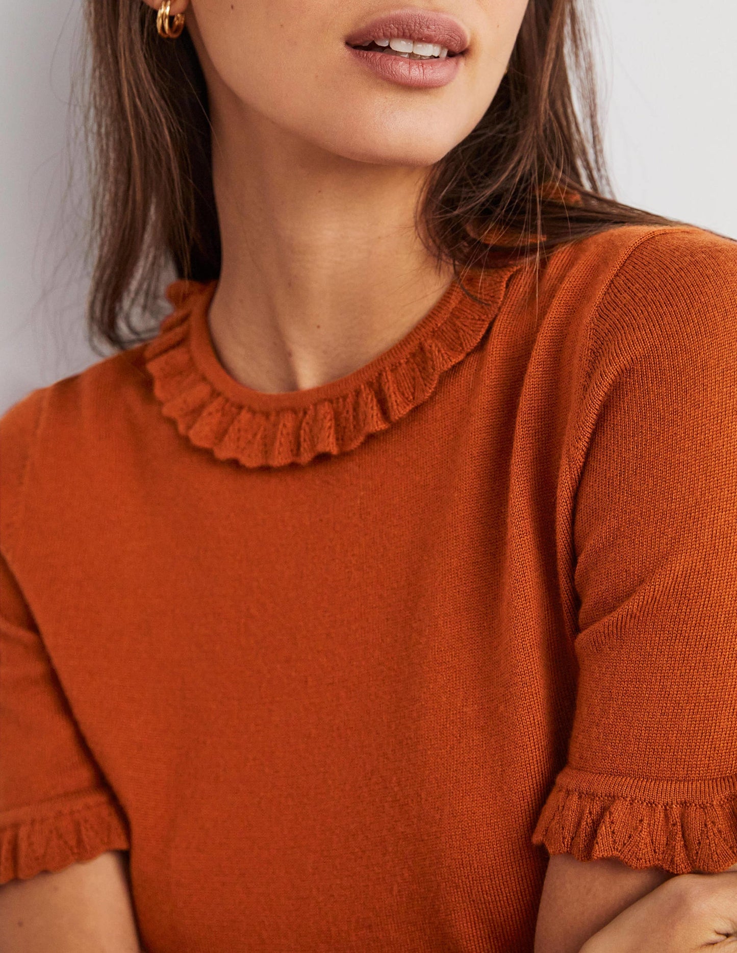 Merino Knitted T-shirt-Rust