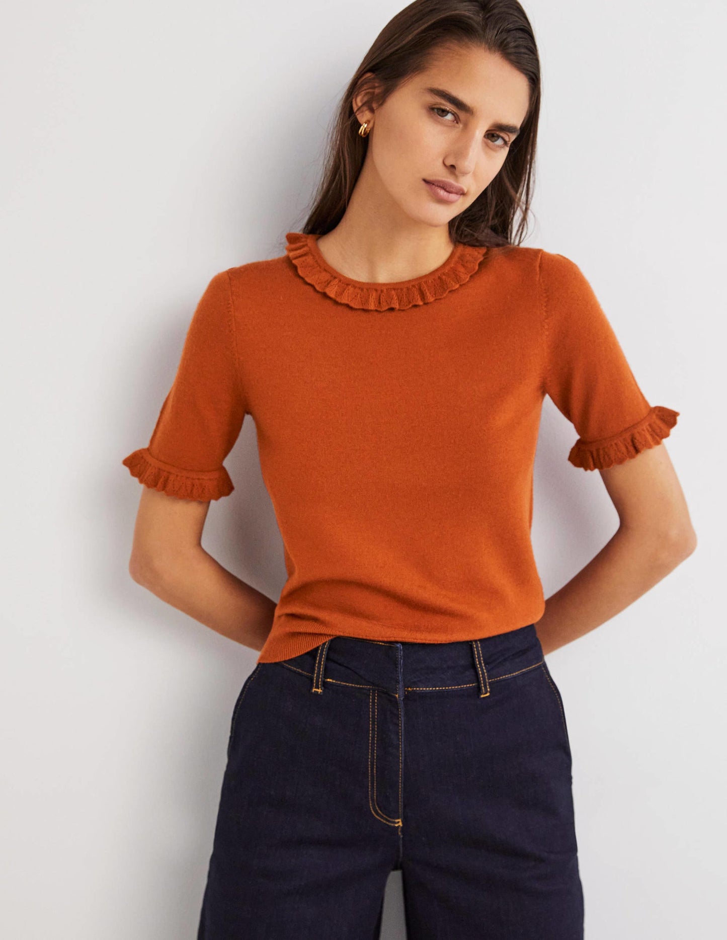 Merino Knitted T-shirt-Rust